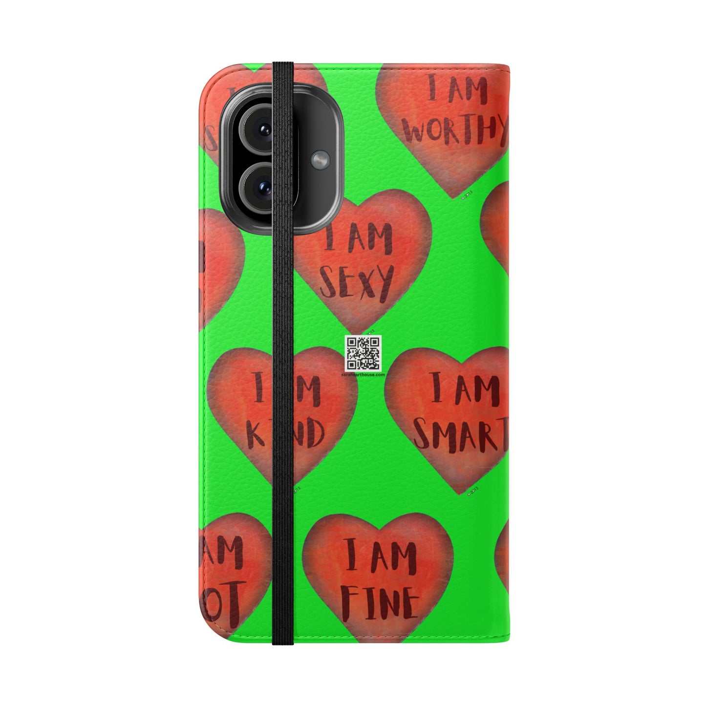 Phone Flip Cases - Wallet Phone case - Green flip phone case - Heart Phone case - Love Gift - iphone wallet - Samsung Wallet