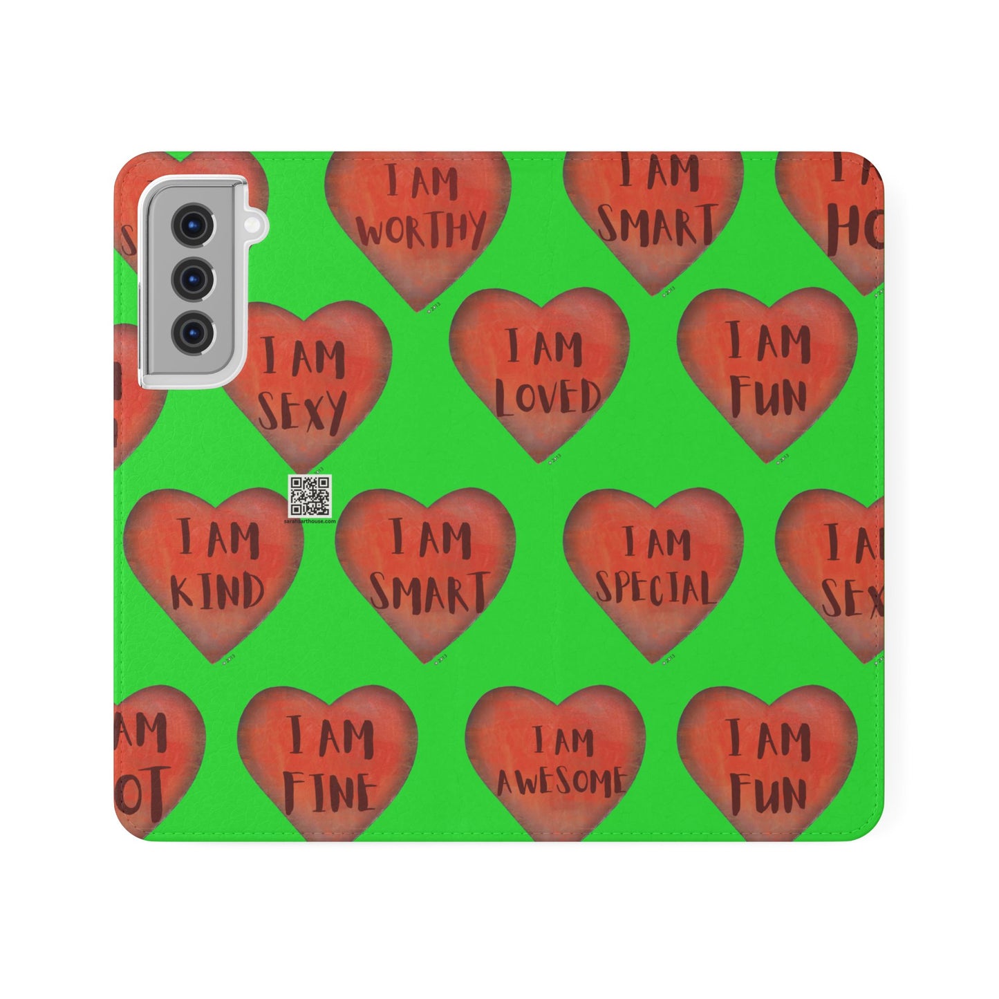Phone Flip Cases - Wallet Phone case - Green flip phone case - Heart Phone case - Love Gift - iphone wallet - Samsung Wallet