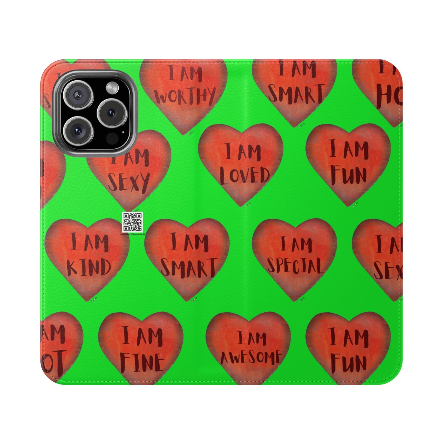 Phone Flip Cases - Wallet Phone case - Green flip phone case - Heart Phone case - Love Gift - iphone wallet - Samsung Wallet