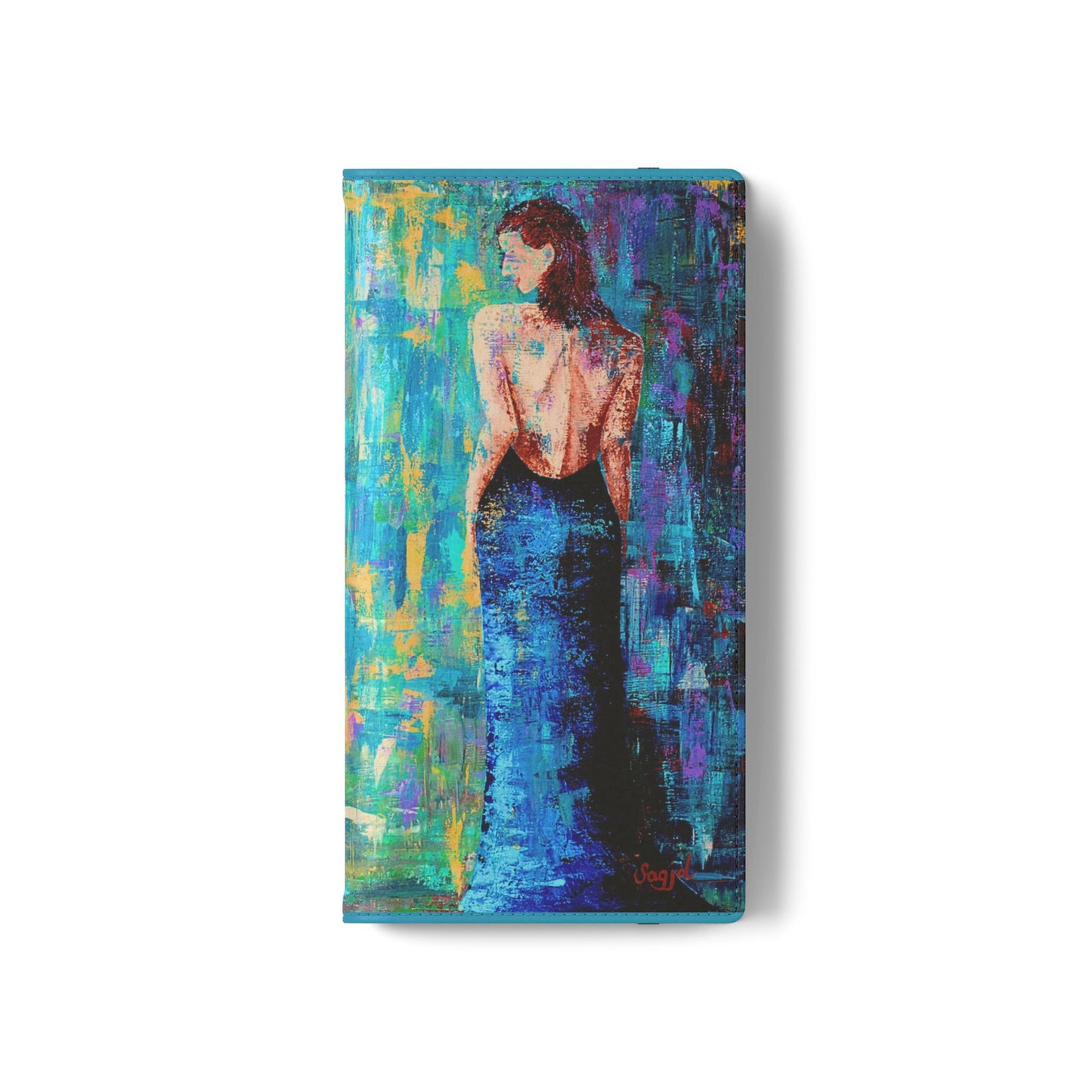 Phone Case - Flip style phone case - Wallet phone Case - Original Art phone case - Lady in Blue Art