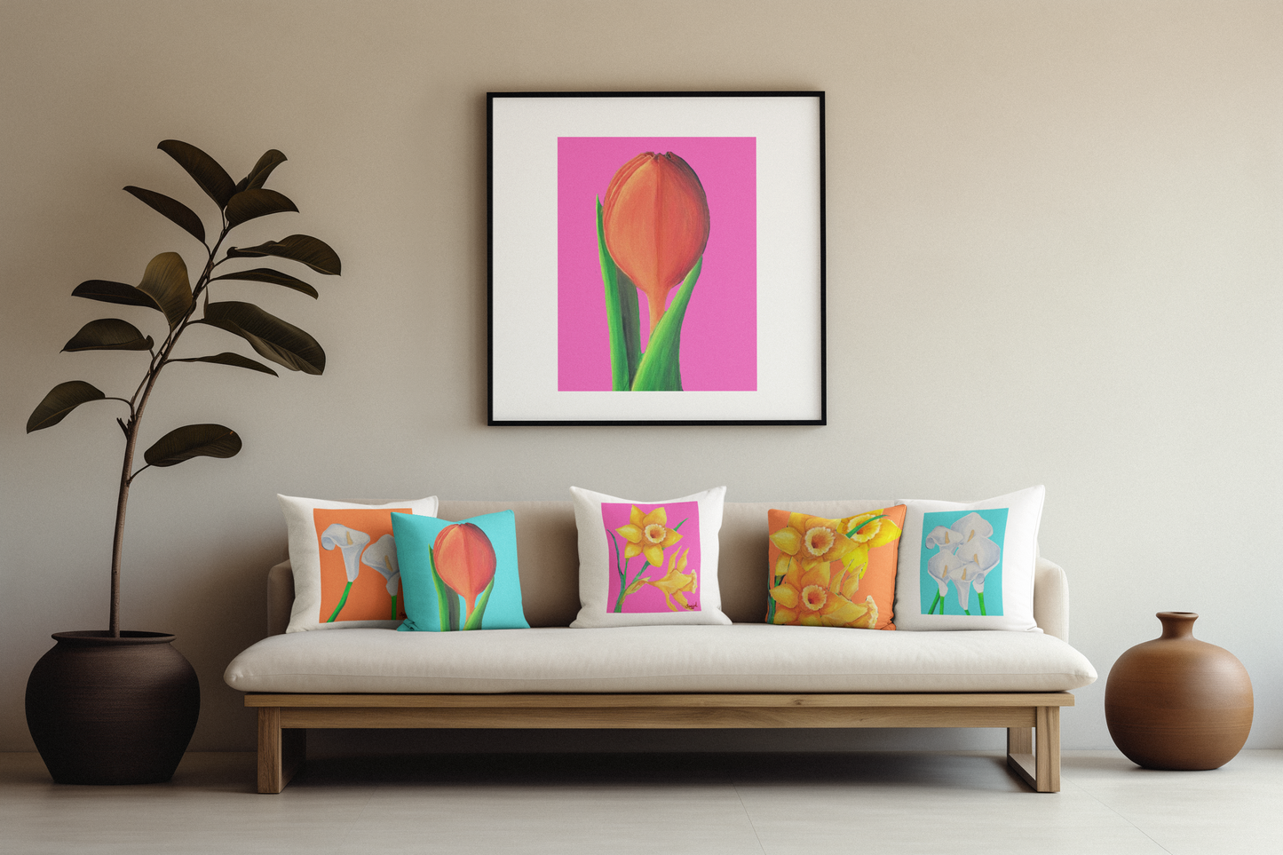 Canna Lily Art - Hand painted Premium Art Prints - Original Floral Art - Orange Floral