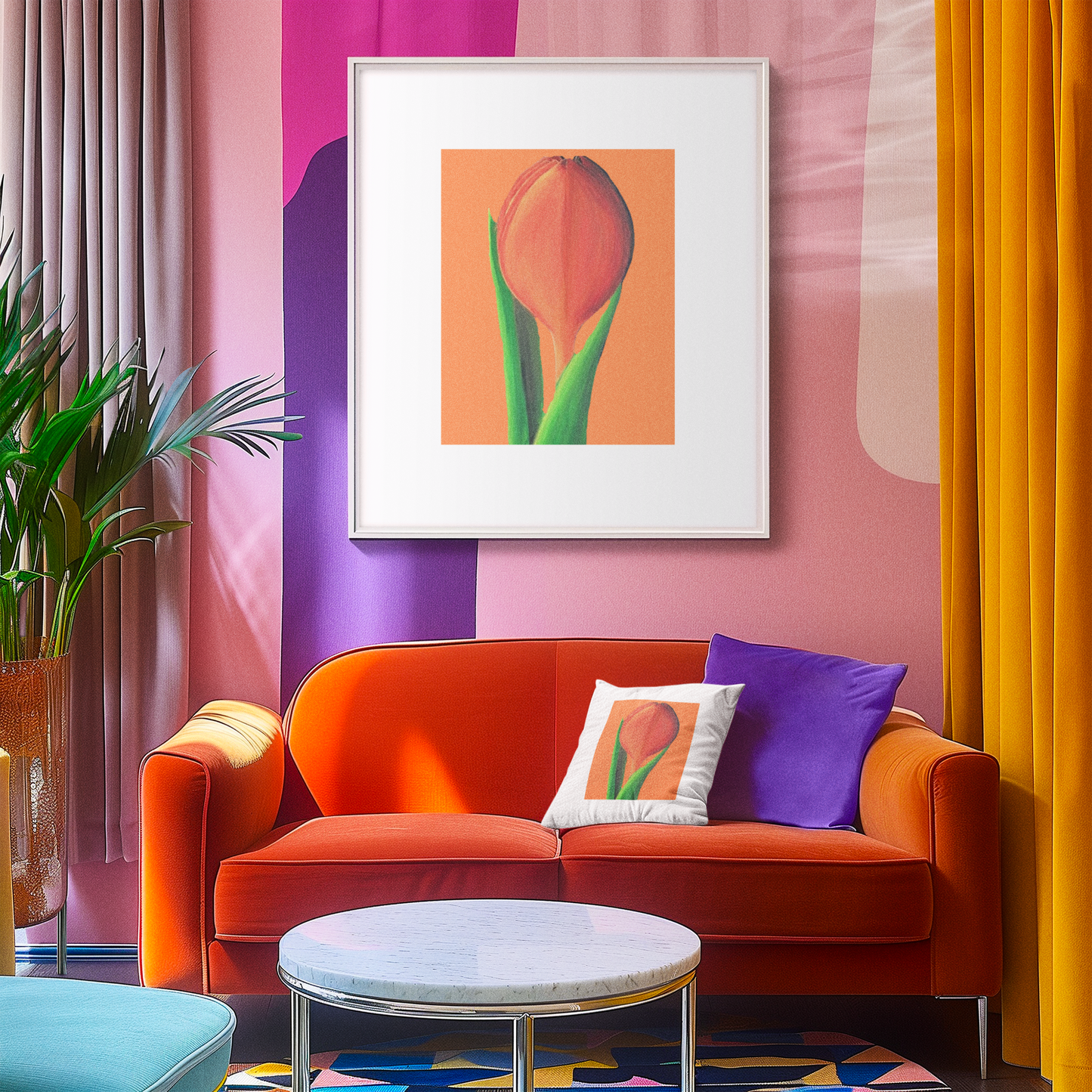 Premium Art Print — "Orange Tulip" — SAGJOL Original Floral Painting Giclée Wall Art