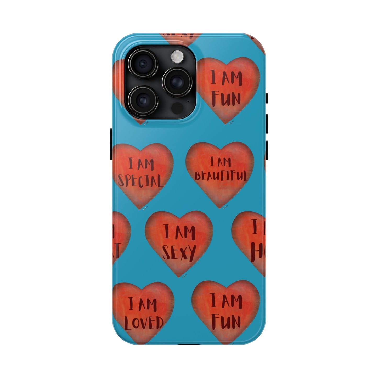 Tough Phone Cases - Original art phone case - Turquoise phone case - Motivational Heart