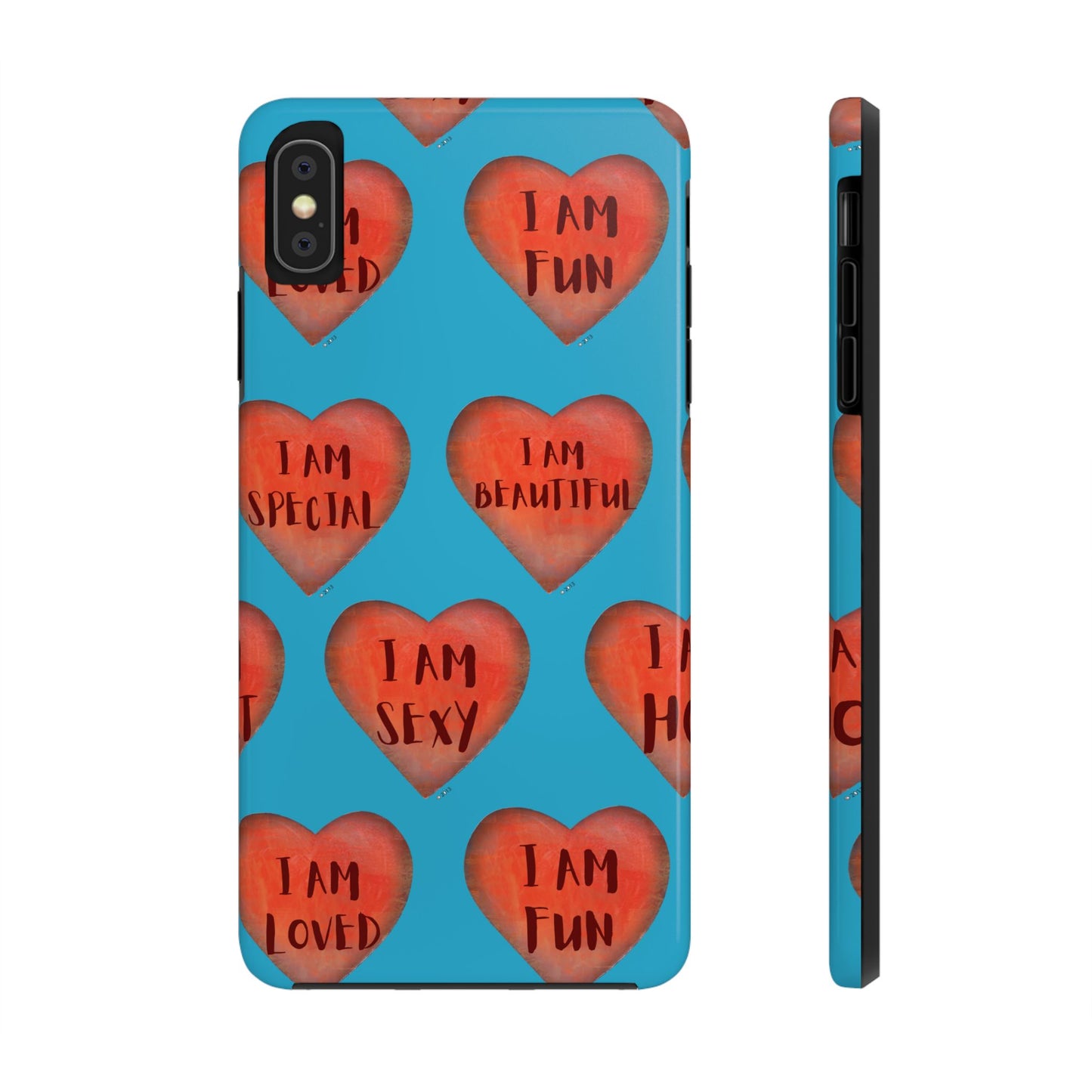 Tough Phone Cases - Original art phone case - Turquoise phone case - Motivational Heart