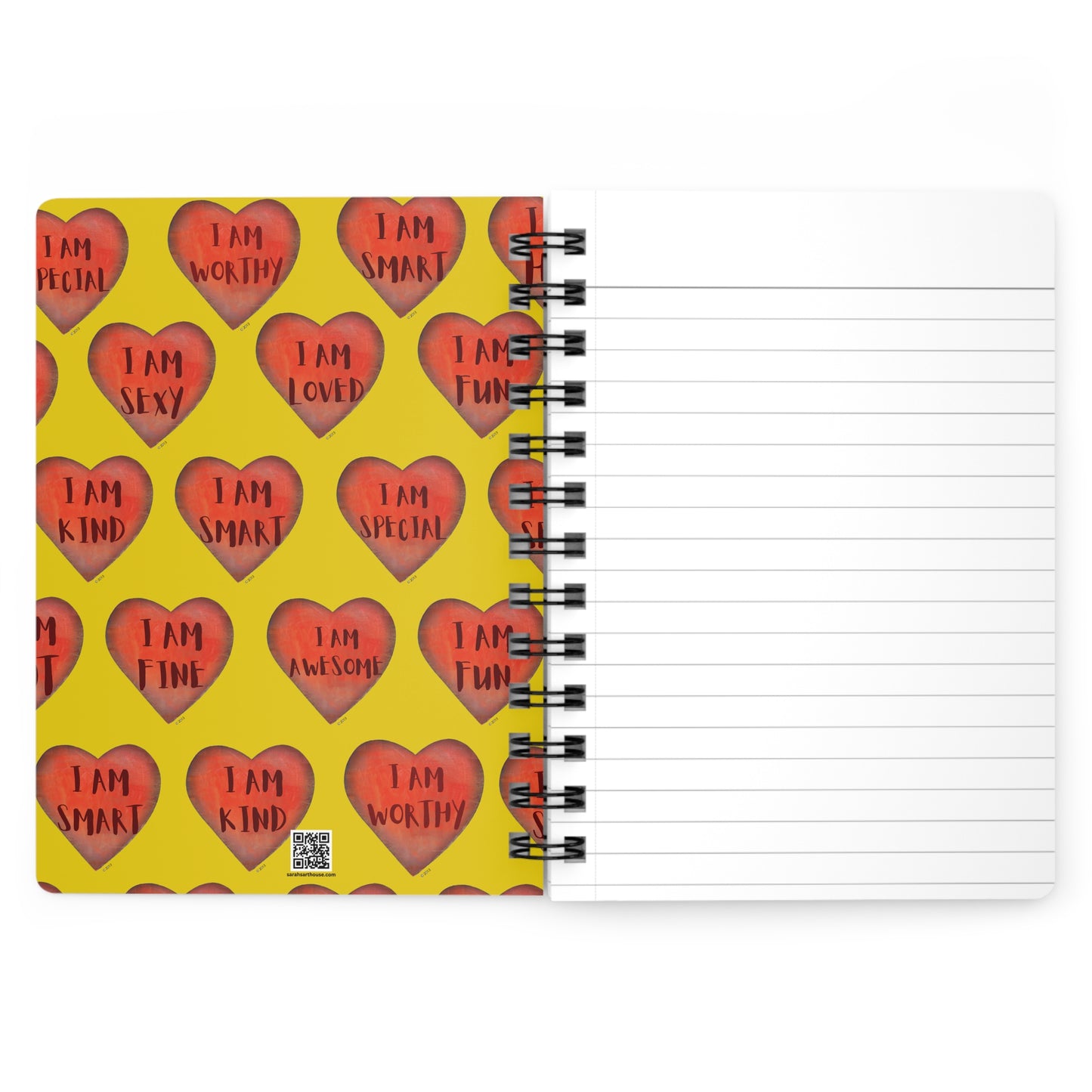 Spiral Bound Notebook - Yellow motivational "Heart"- Note pad - College Dorm Decor - Gift for Her