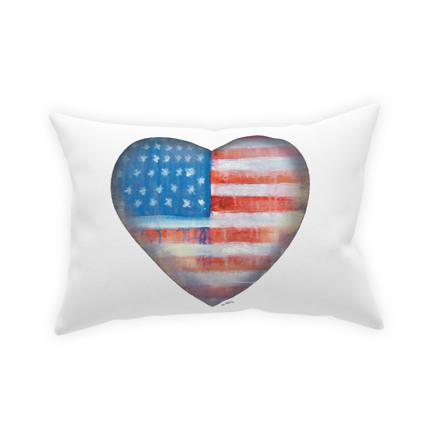 White Throw Pillow - American Heart throw Pillow - Throw Pillow for couch - Red throw Pillow