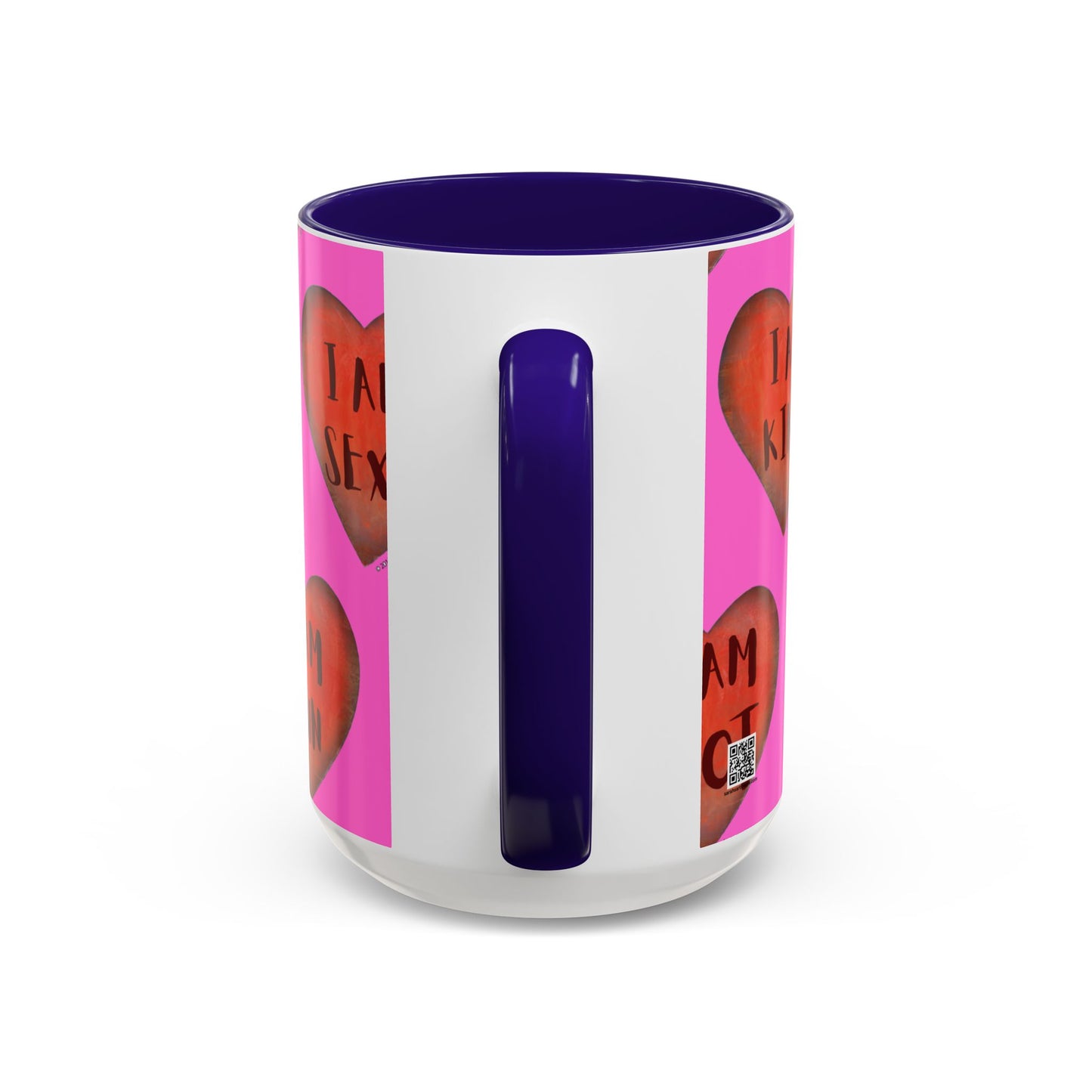 Pink Heart Mug - Colorful hand painted mug - Motivational Mug - Pink Coffee Mug