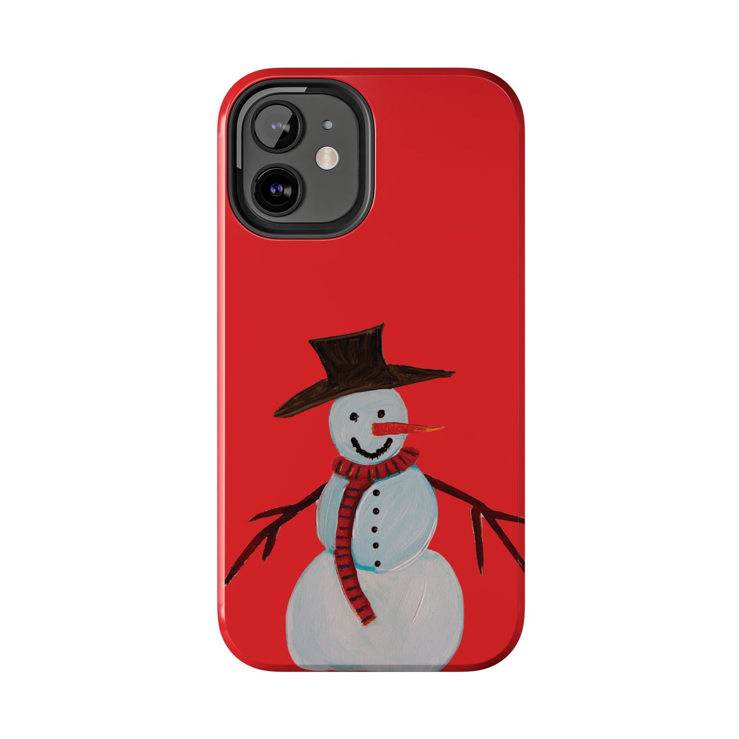 Holiday Snowman Tough Phone Case - Original art phone case - Art phone case - Red phone case