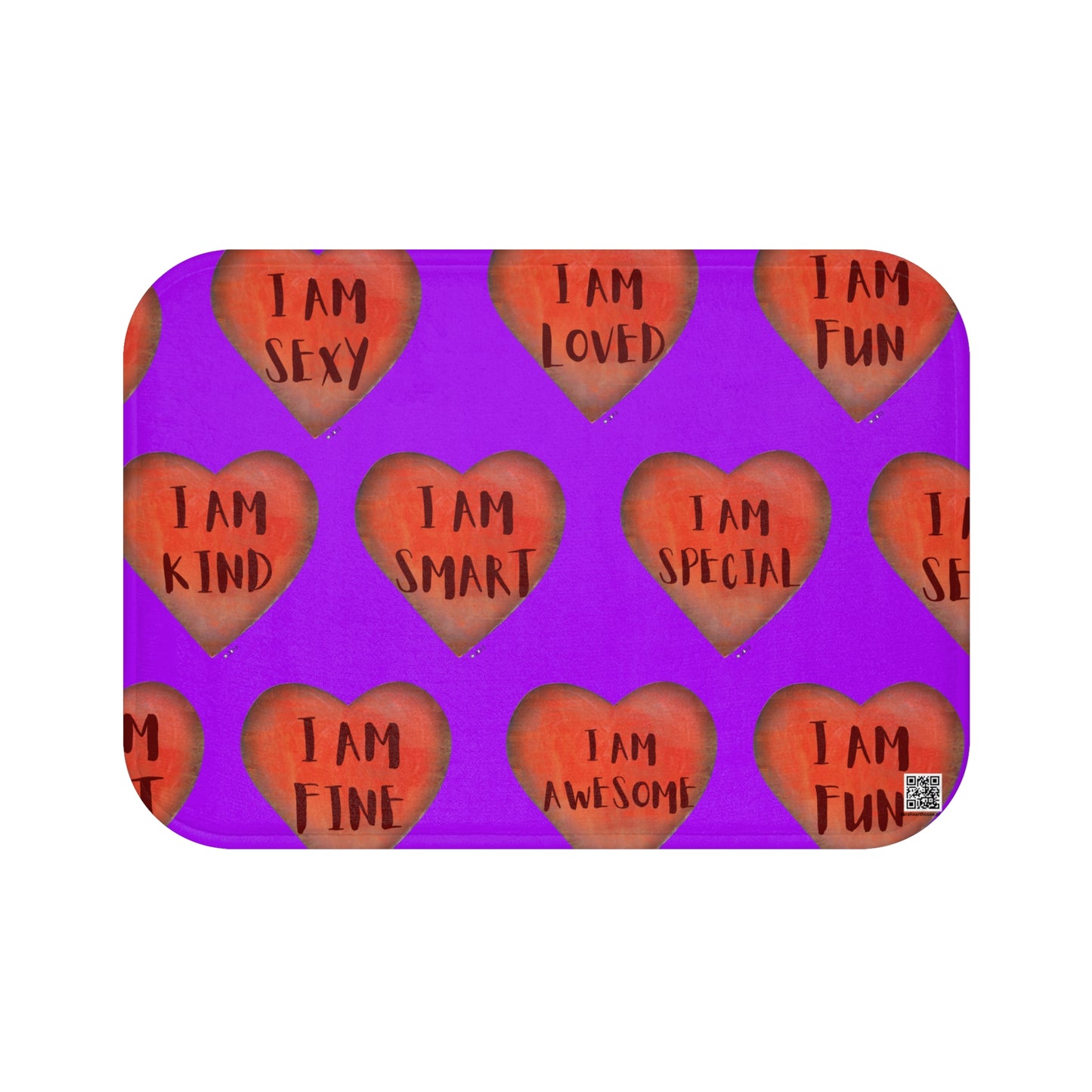 Bath Mat - Purple Heart Bathroom mat - Unique Bath mat - Motivational Hearts