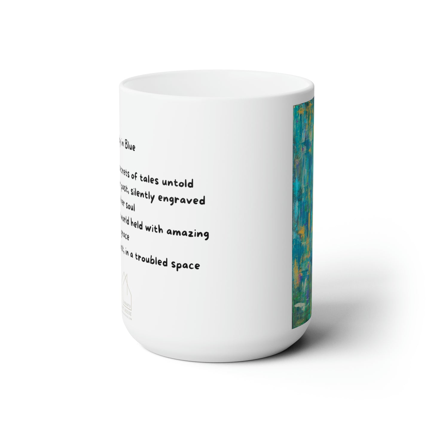 Lady in Blue - Ceramic Mug 15oz - Coffee Mug with Poem