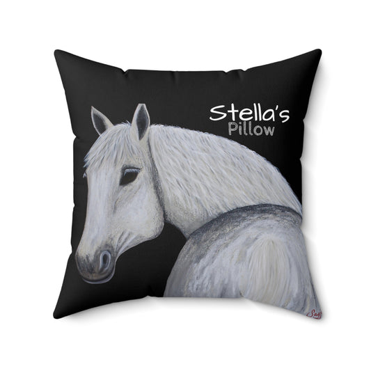 Custom Horse Faux Suede Pillow - Equestrian Decor - Black Throw Pillow - Western Decor - Personalized hand painted Pillow