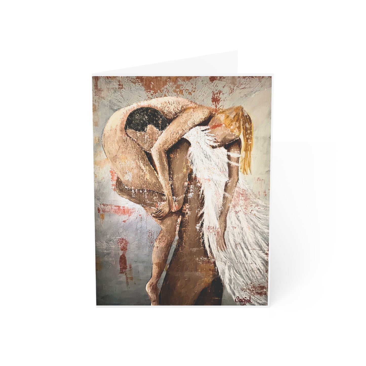 Greeting Card - Angel Rescue by Sagjol, Folded high quality Greeting Cards - Birthday Card - Note Cards