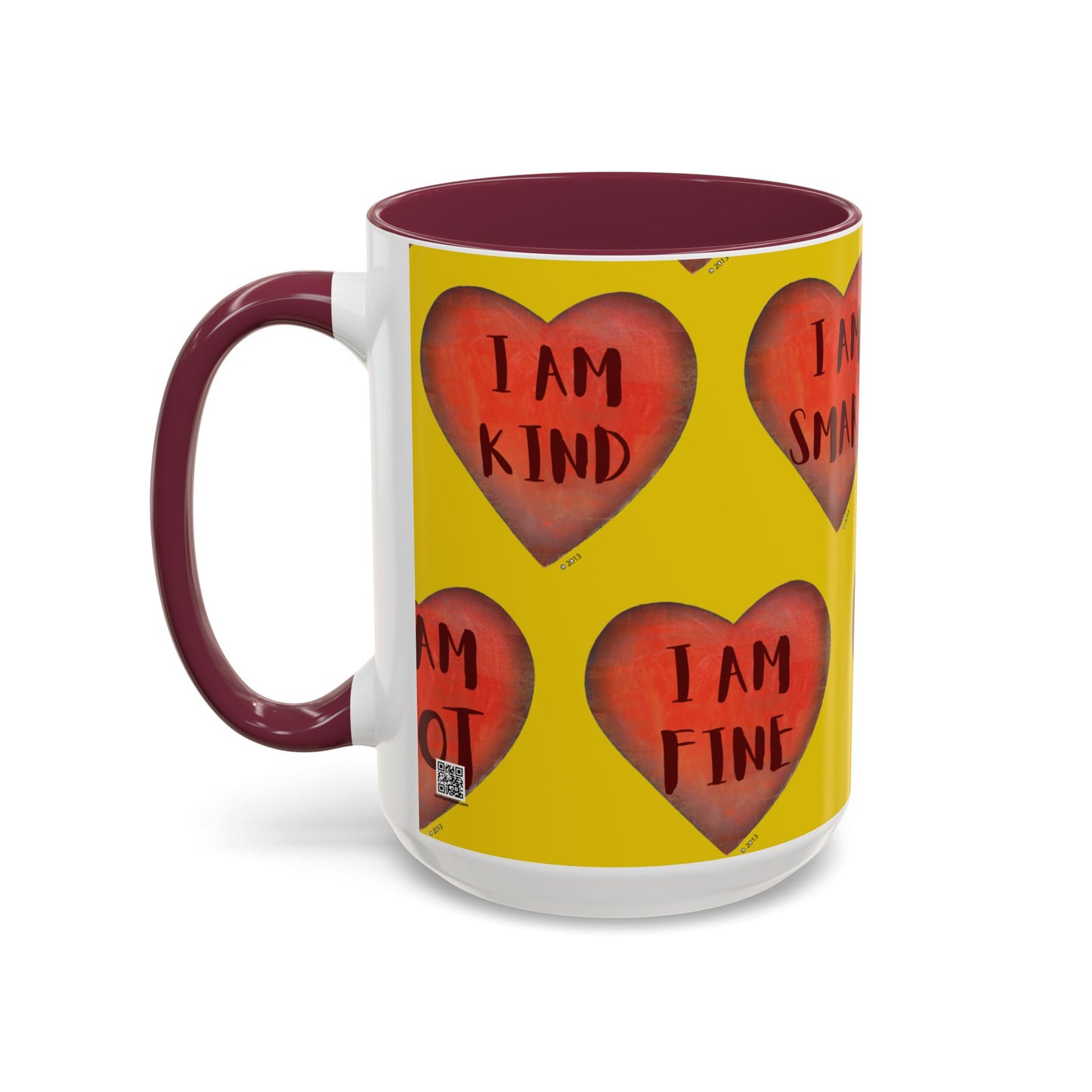 Yellow Heart Mug - Colorful hand painted mug - Motivational Heart Mug - Yellow Coffee Mug