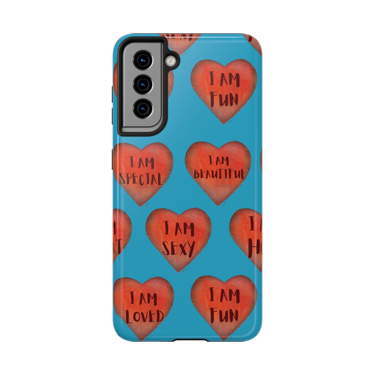 Tough Phone Cases - Original art phone case - Turquoise phone case - Motivational Heart