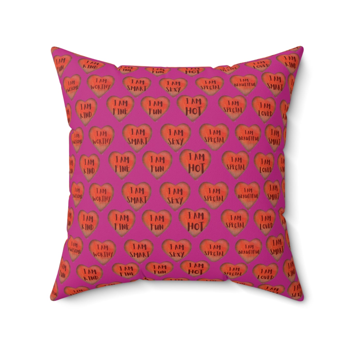 Colorful Faux Suede Pillow - Red Heart motivational pillow - Pink Throw Pillow - Inspirational Decorative pillow
