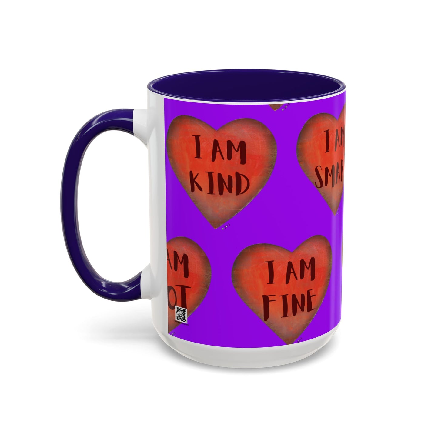 Purple Heart Mug - Colorful hand painted mug - Motivational Mug - Purple Coffee Mug