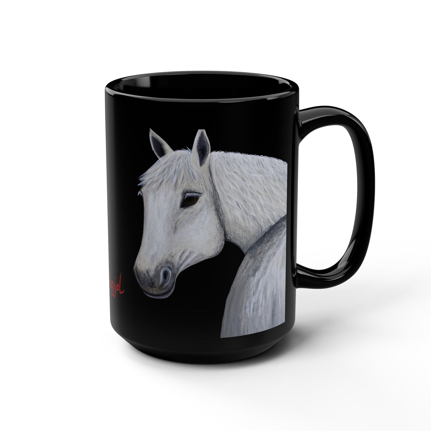 Black Mug - Equestrian Art Mug - Western style Coffee Mug - Original Art Mug - Ghost