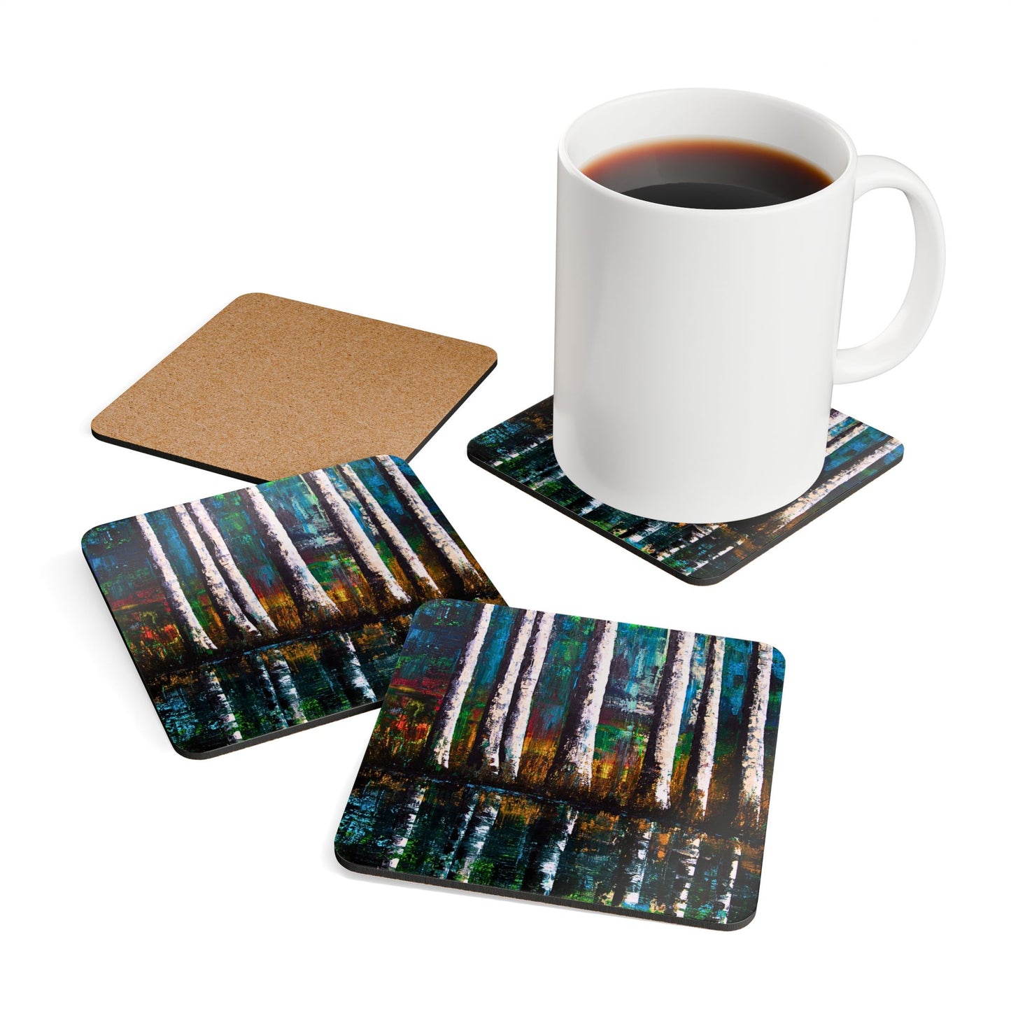 Coaster Set - Reflections - Original Hand Painted Art - Corkwood