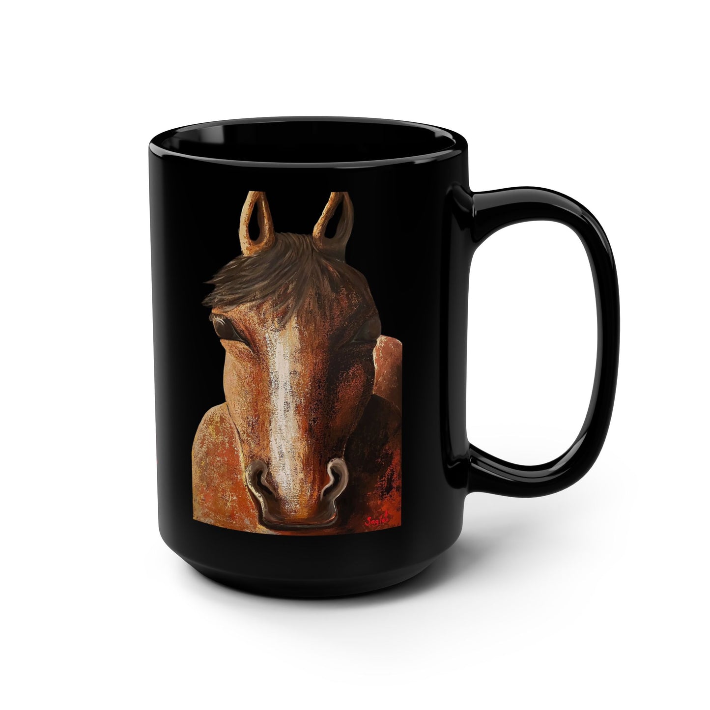 Black Mug - Equestrian Art Mug - Western style Coffee Mug - Original Art Mug - Nigel