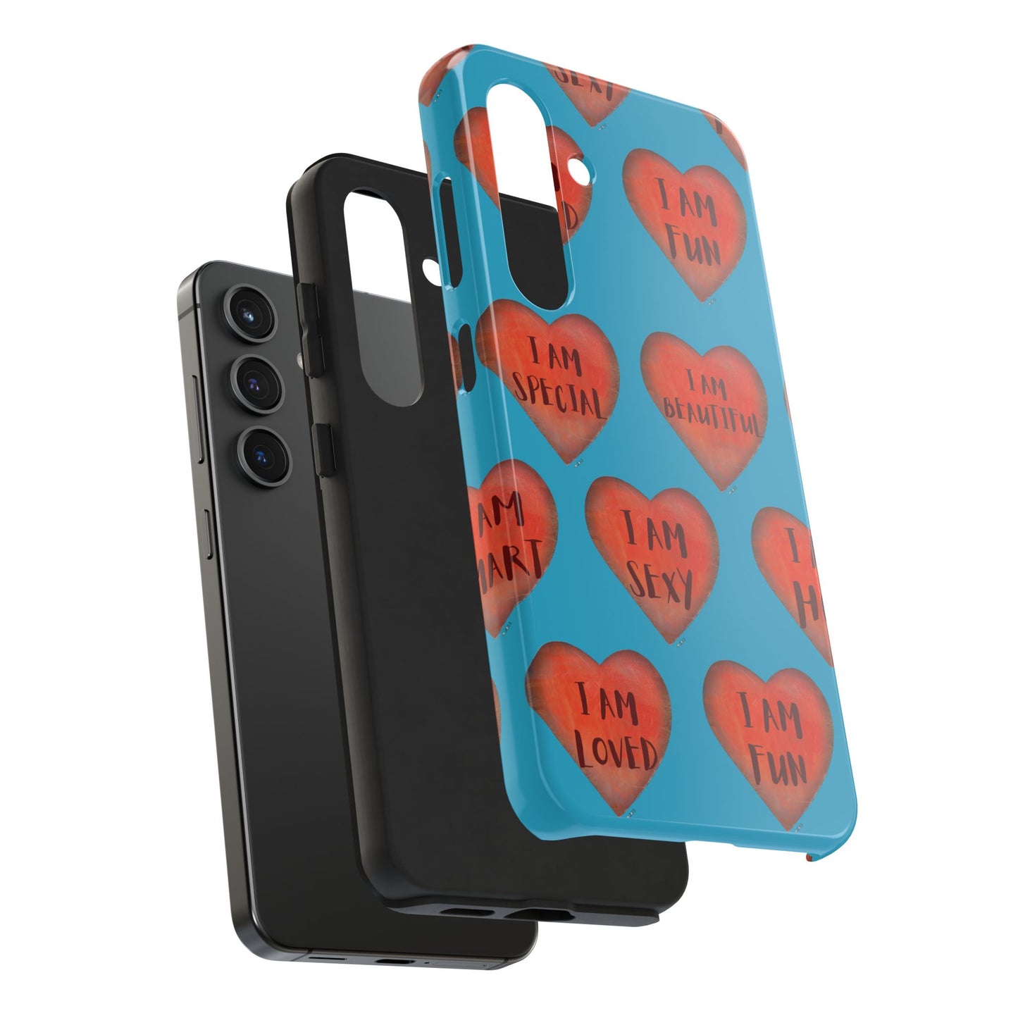 Tough Phone Cases - Original art phone case - Turquoise phone case - Motivational Heart