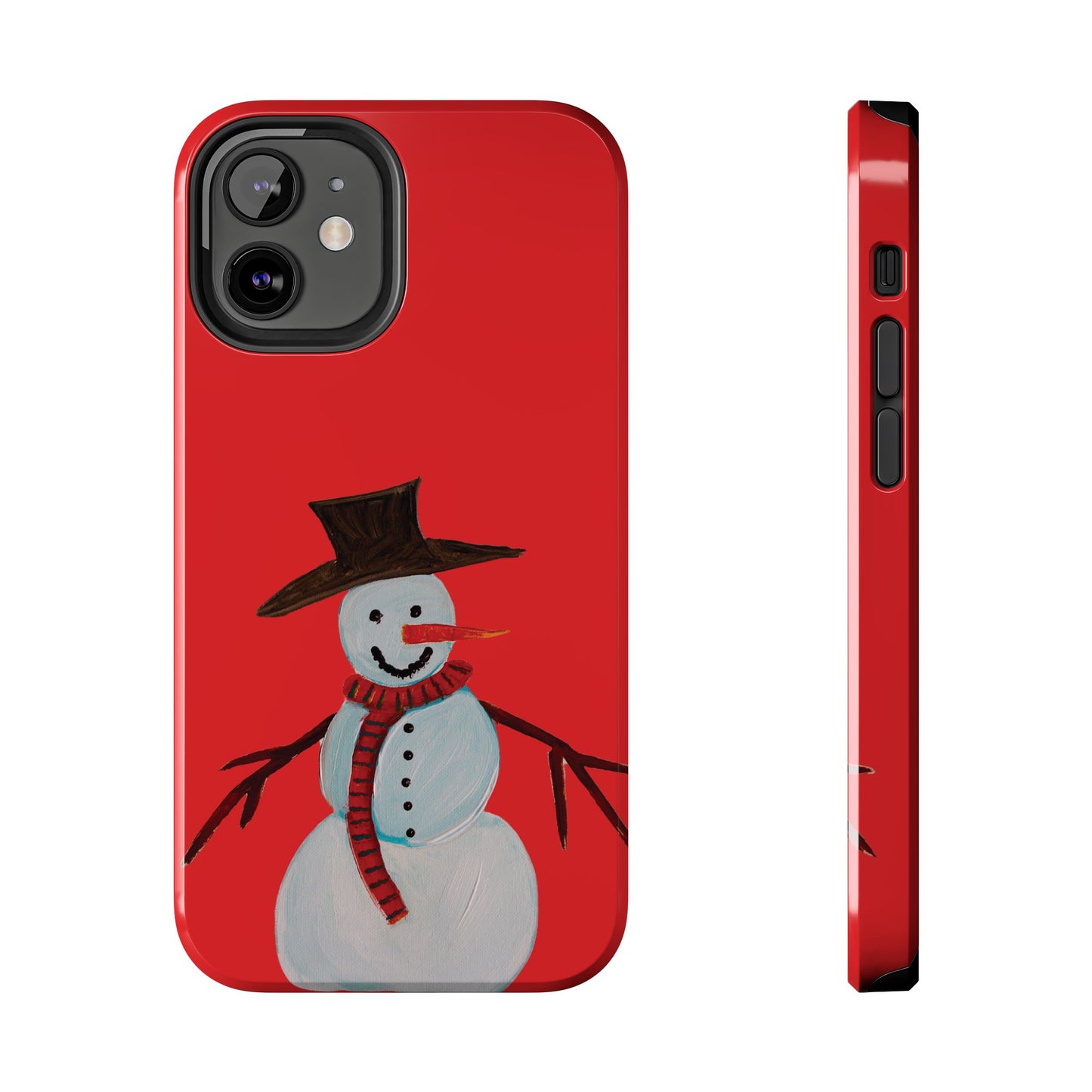 Holiday Snowman Tough Phone Case - Original art phone case - Art phone case - Red phone case