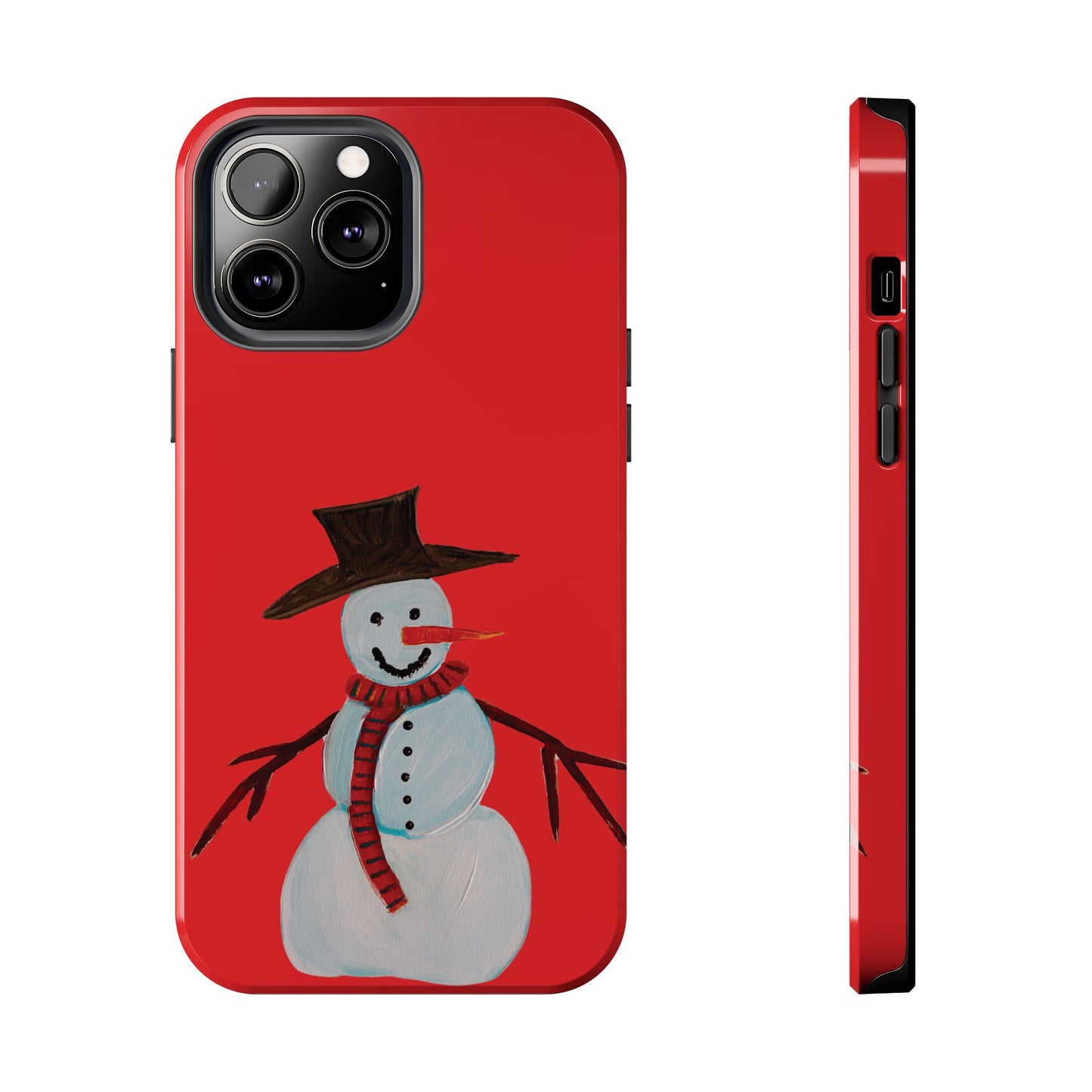 Holiday Snowman Tough Phone Case - Original art phone case - Art phone case - Red phone case