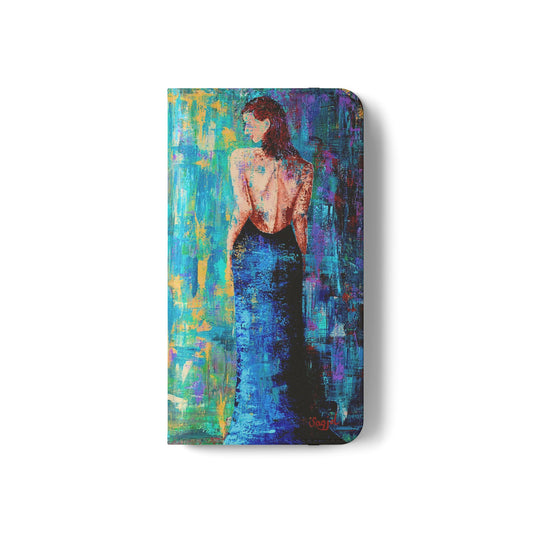 Phone Case - Flip style phone case - Wallet phone Case - Original Art phone case - Lady in Blue Art