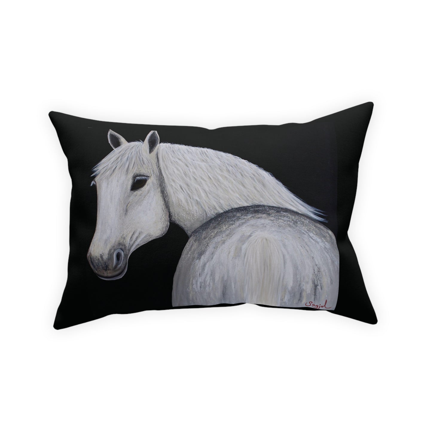 Ghost - Black Throw Pillow - Stamina Equestrian Art Throw Pillow - Throw pillow for couch, sofa bed.