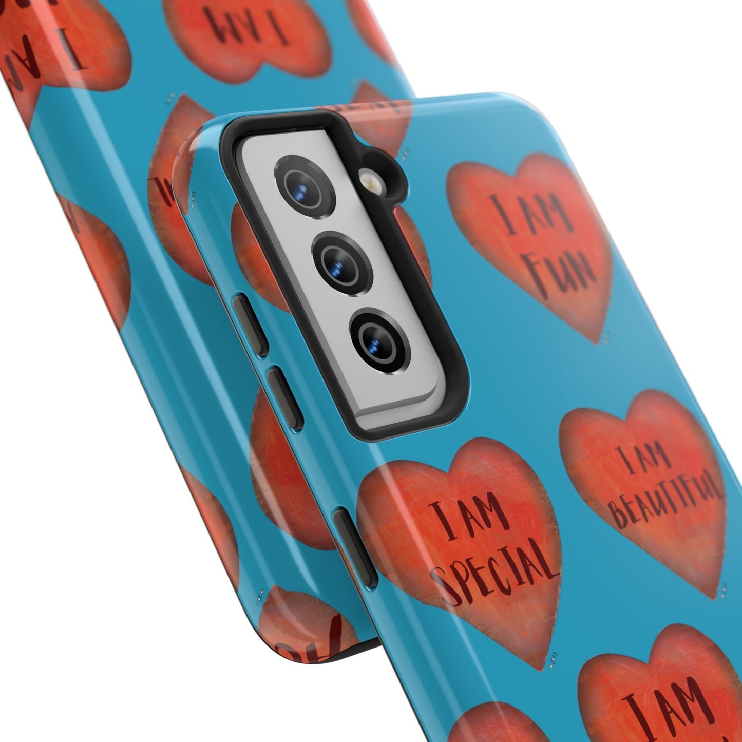 Tough Phone Cases - Original art phone case - Turquoise phone case - Motivational Heart