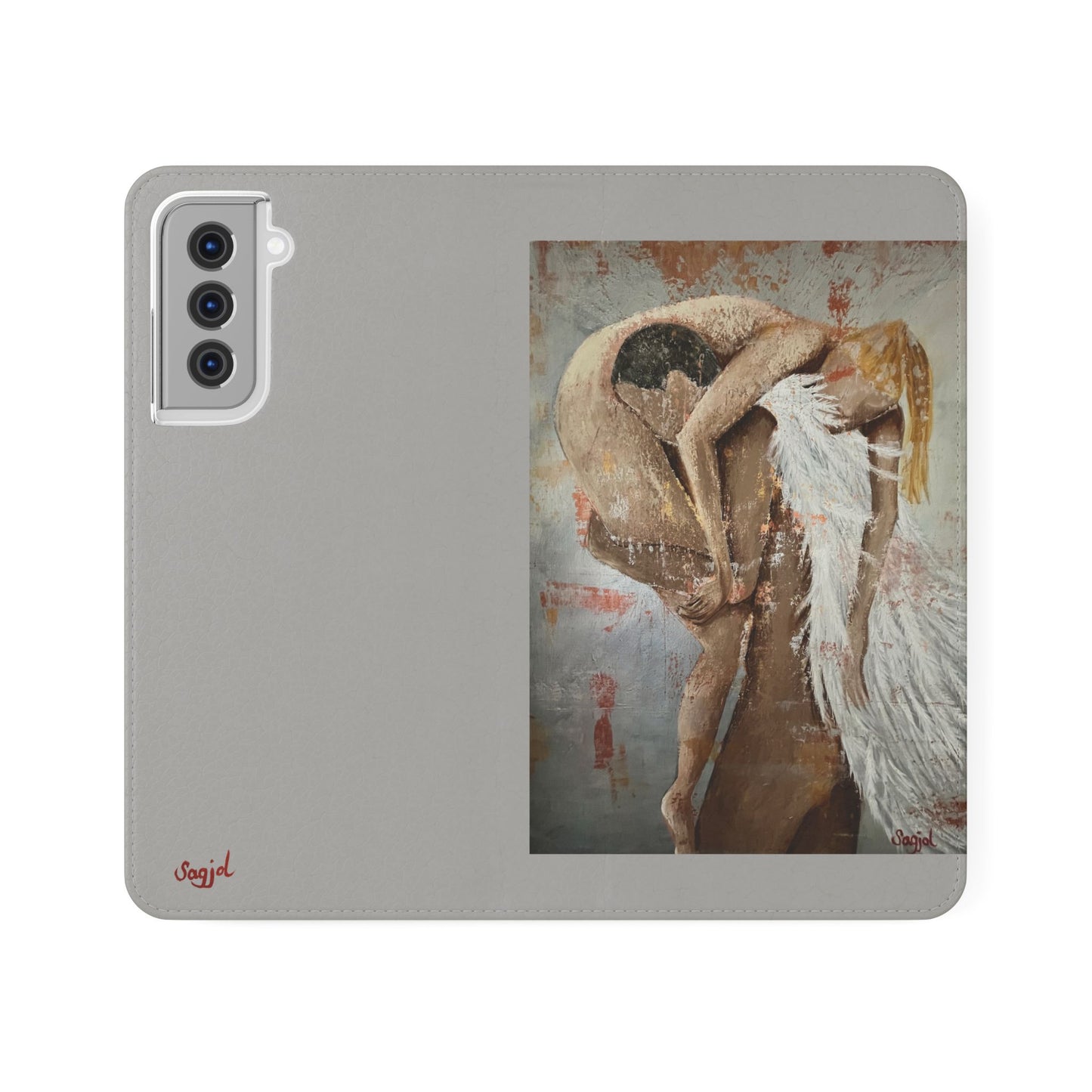 Phone Case - Angel Rescuing Girl - Hand Painted Original Art - flip phone case - Wallet phone case