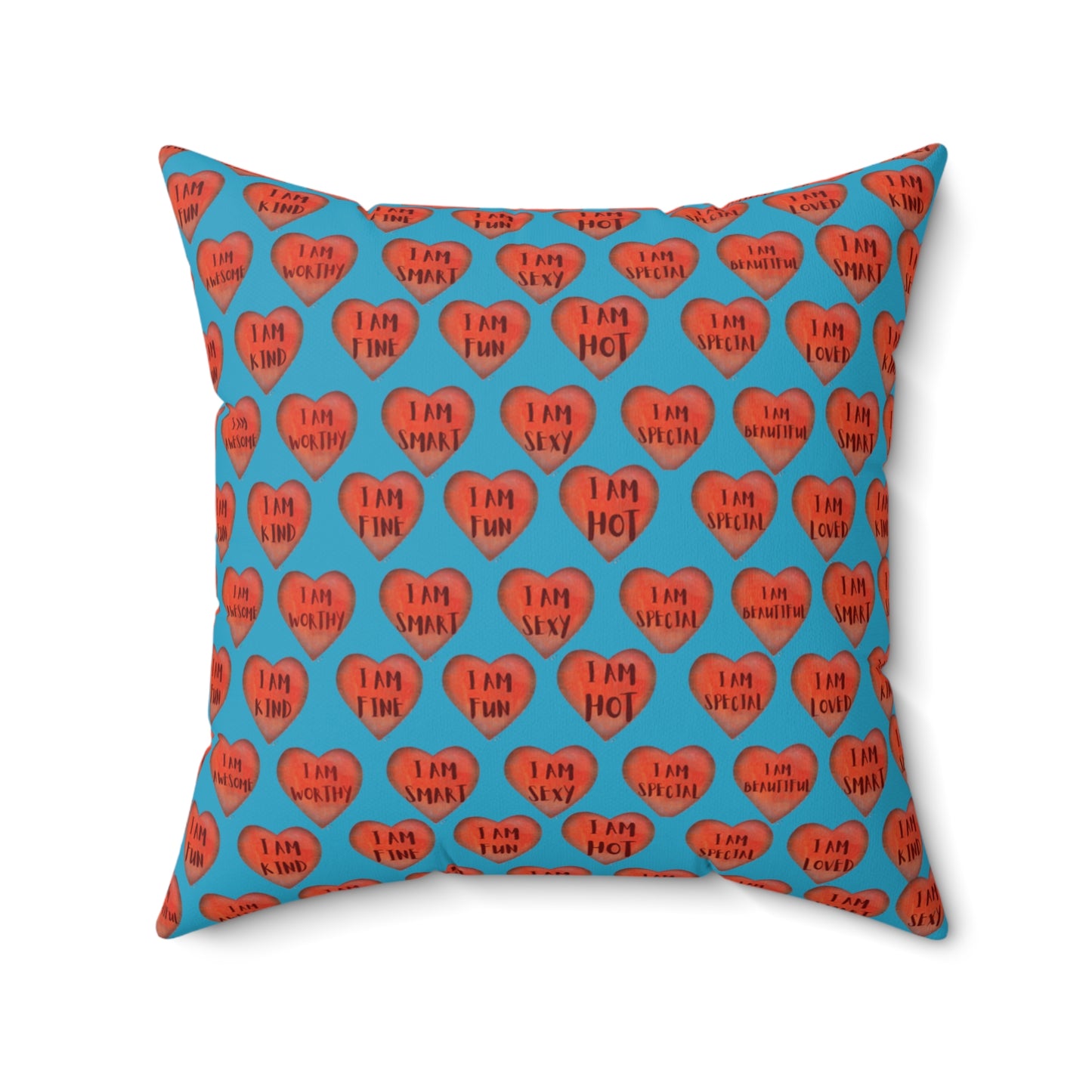 Colorful Faux Suede Pillow - Red Heart motivational pillow - Turquoise Throw Pillow - Inspirational Decorative pillow