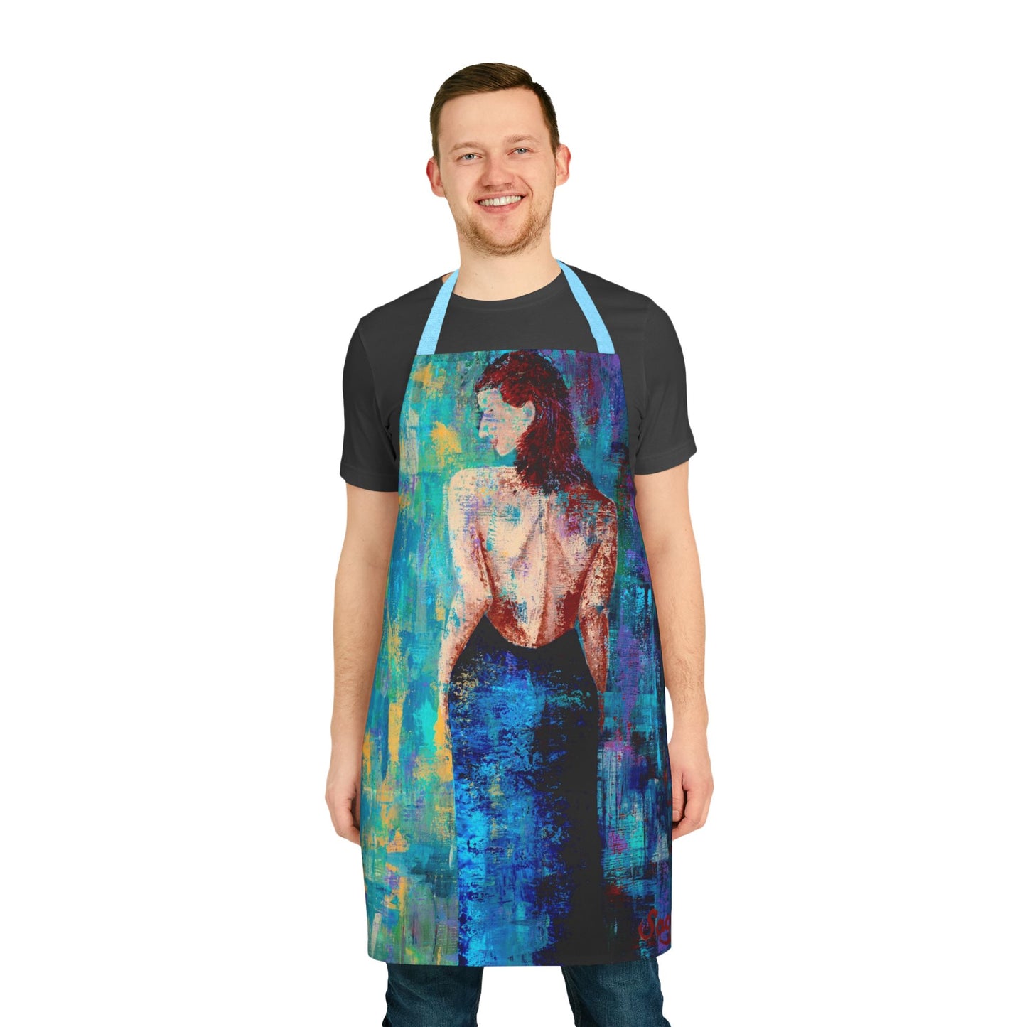 Kitchen cooking Apron  - Original Art Kitchen Apron -  Lady in Blue