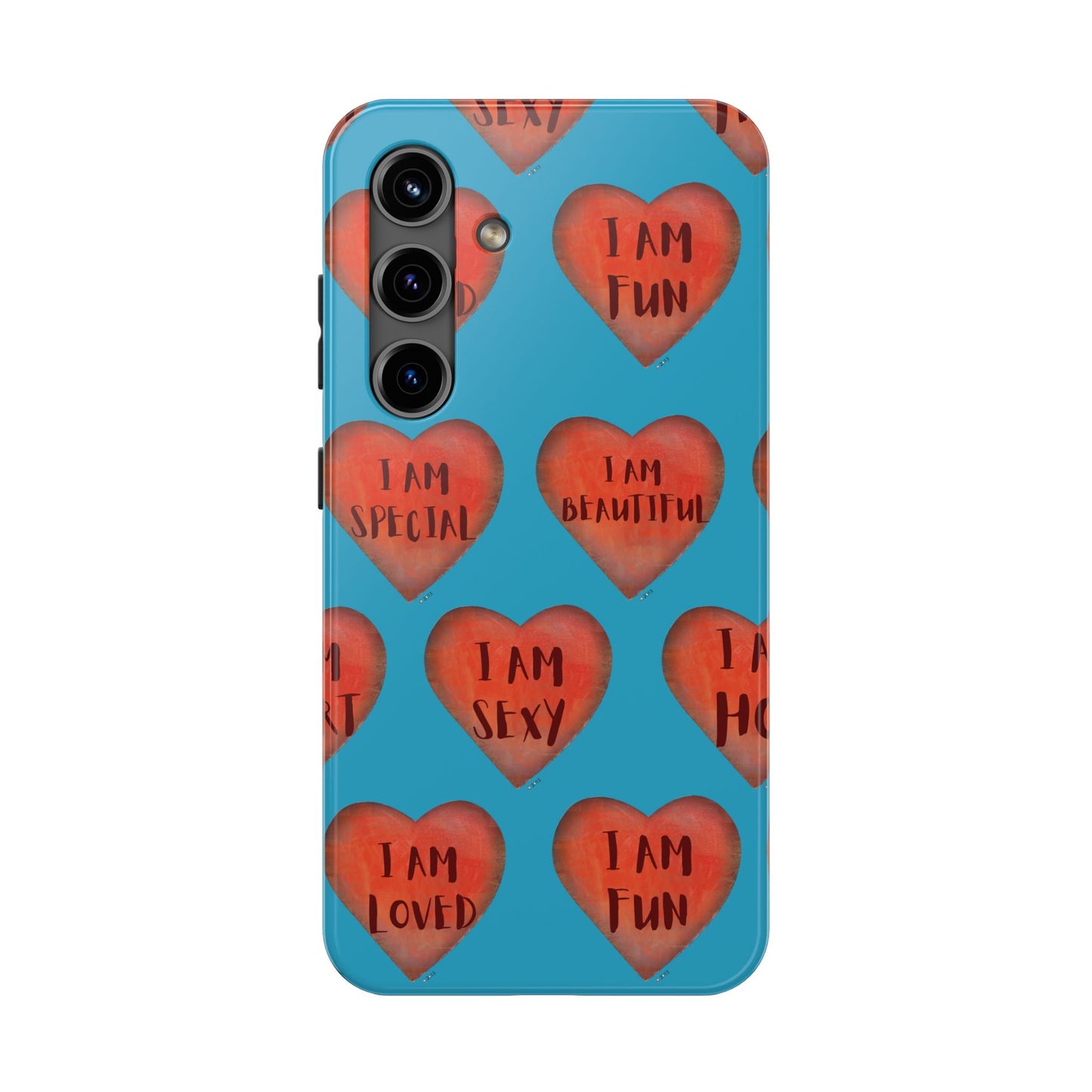 Tough Phone Cases - Original art phone case - Turquoise phone case - Motivational Heart