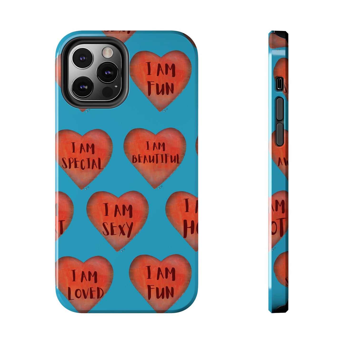 Tough Phone Cases - Original art phone case - Turquoise phone case - Motivational Heart