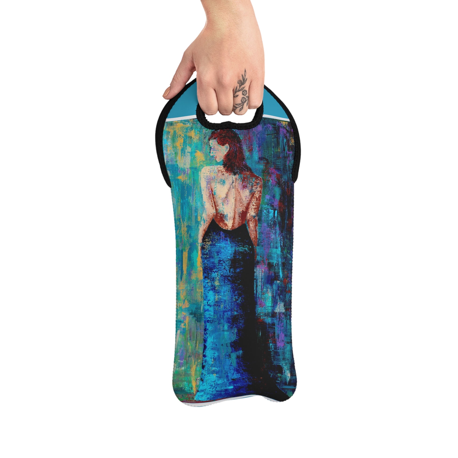 Wine Carrier Bag with Lady in Blue