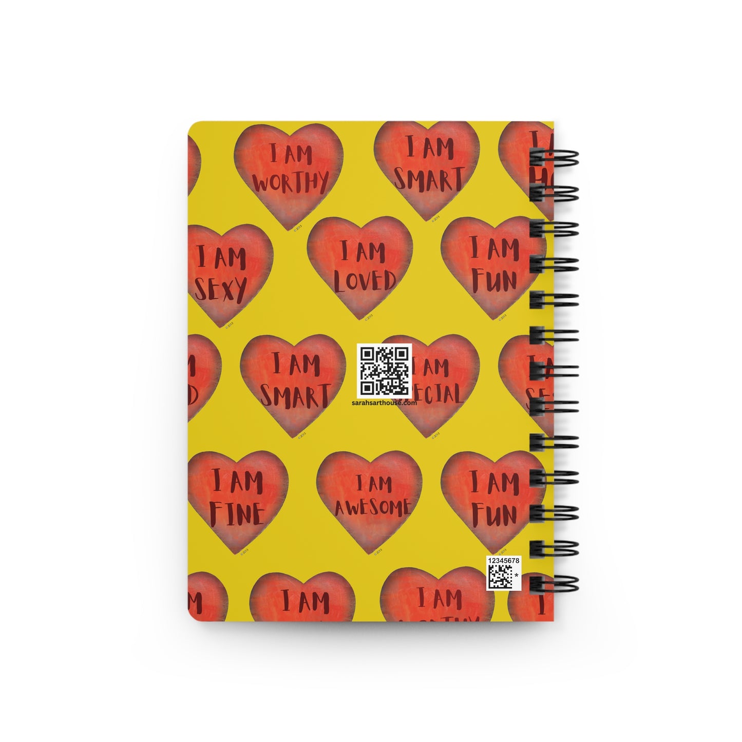 Spiral Bound Notebook - Yellow motivational "Heart"- Note pad - College Dorm Decor - Gift for Her