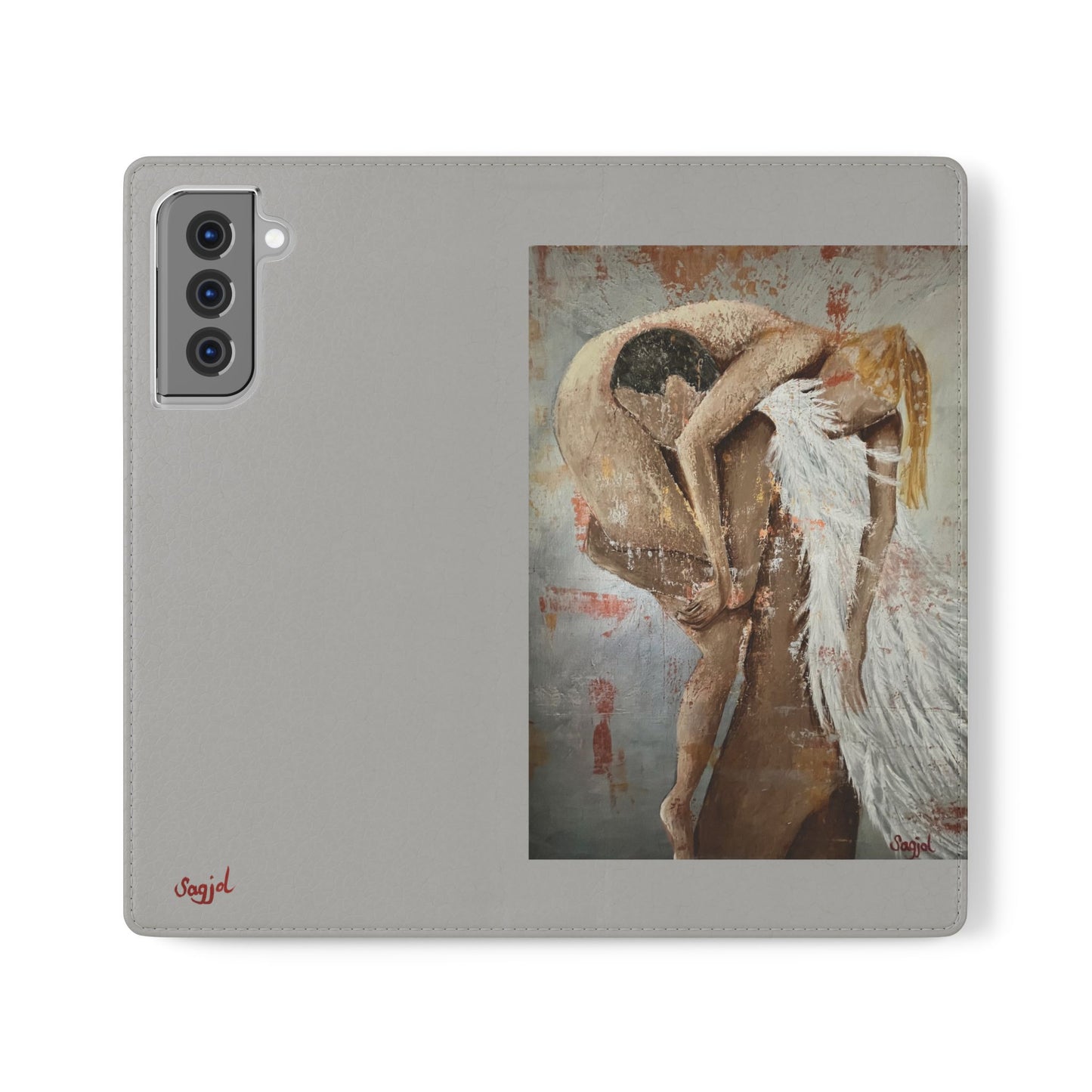 Phone Case - Angel Rescuing Girl - Hand Painted Original Art - flip phone case - Wallet phone case