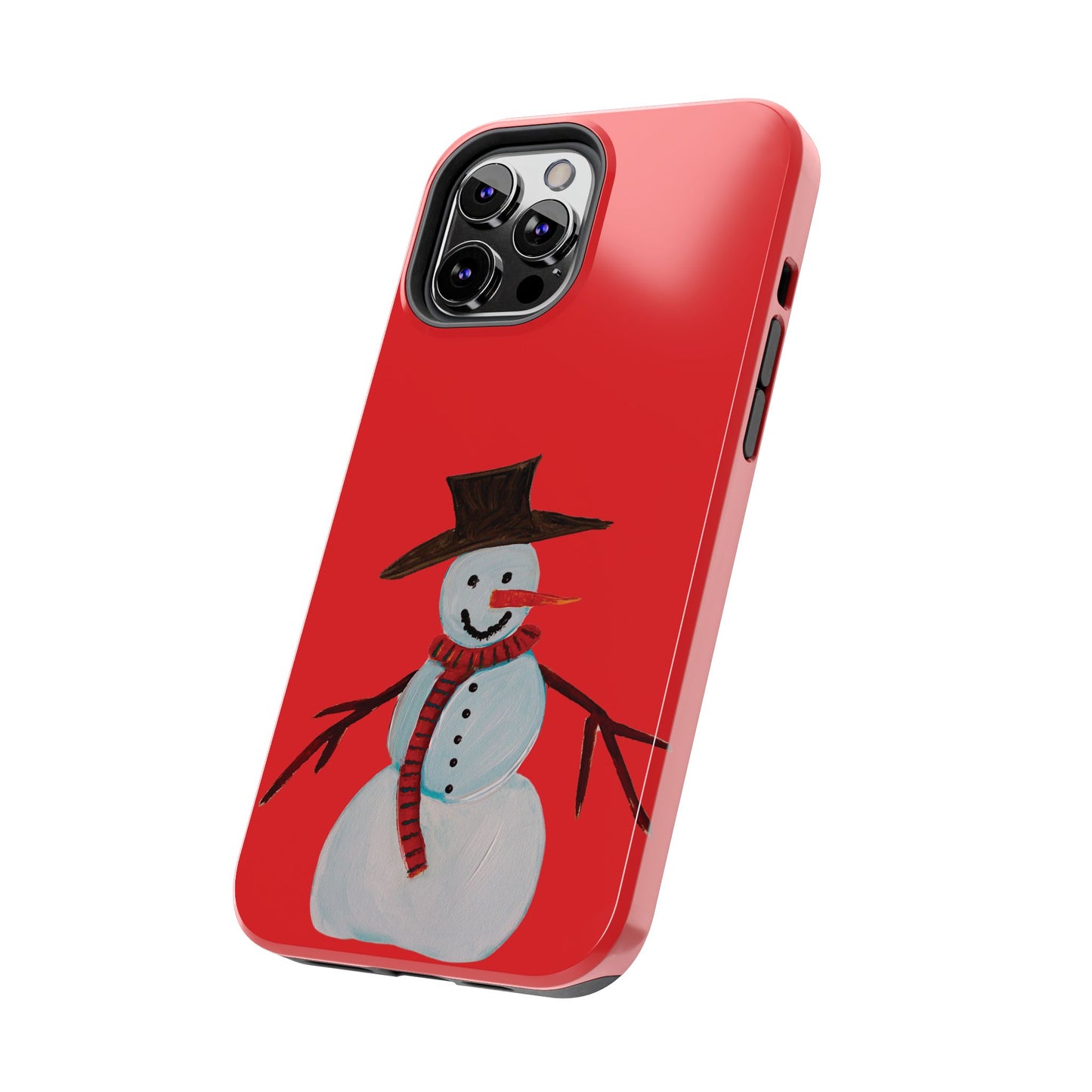 Holiday Snowman Tough Phone Case - Original art phone case - Art phone case - Red phone case