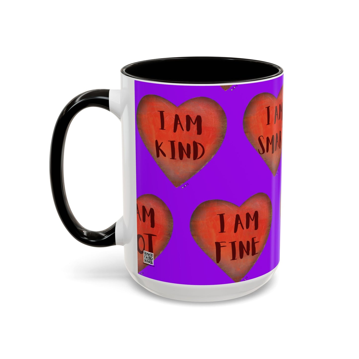 Purple Heart Mug - Colorful hand painted mug - Motivational Mug - Purple Coffee Mug