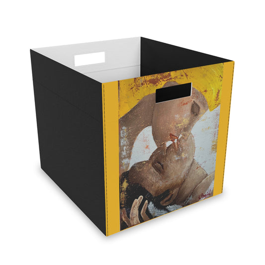 Storage Box Hand Painted Original Art 'Your Kiss' - Yellow Square Storage Box