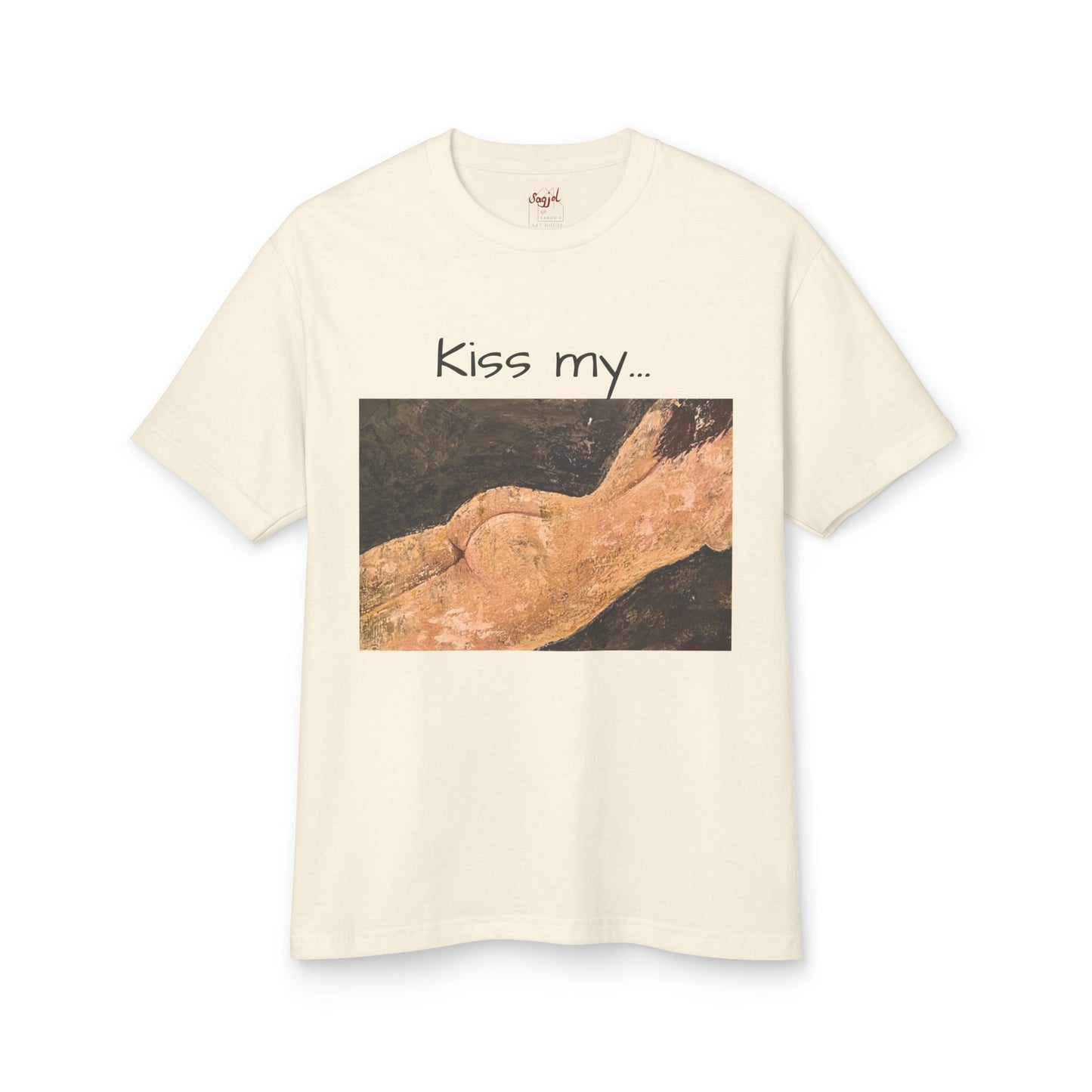 Unisex Garment-Dyed Heavyweight Cotton Tee - "Kiss my ..." - Original hand painted Graphic Tee