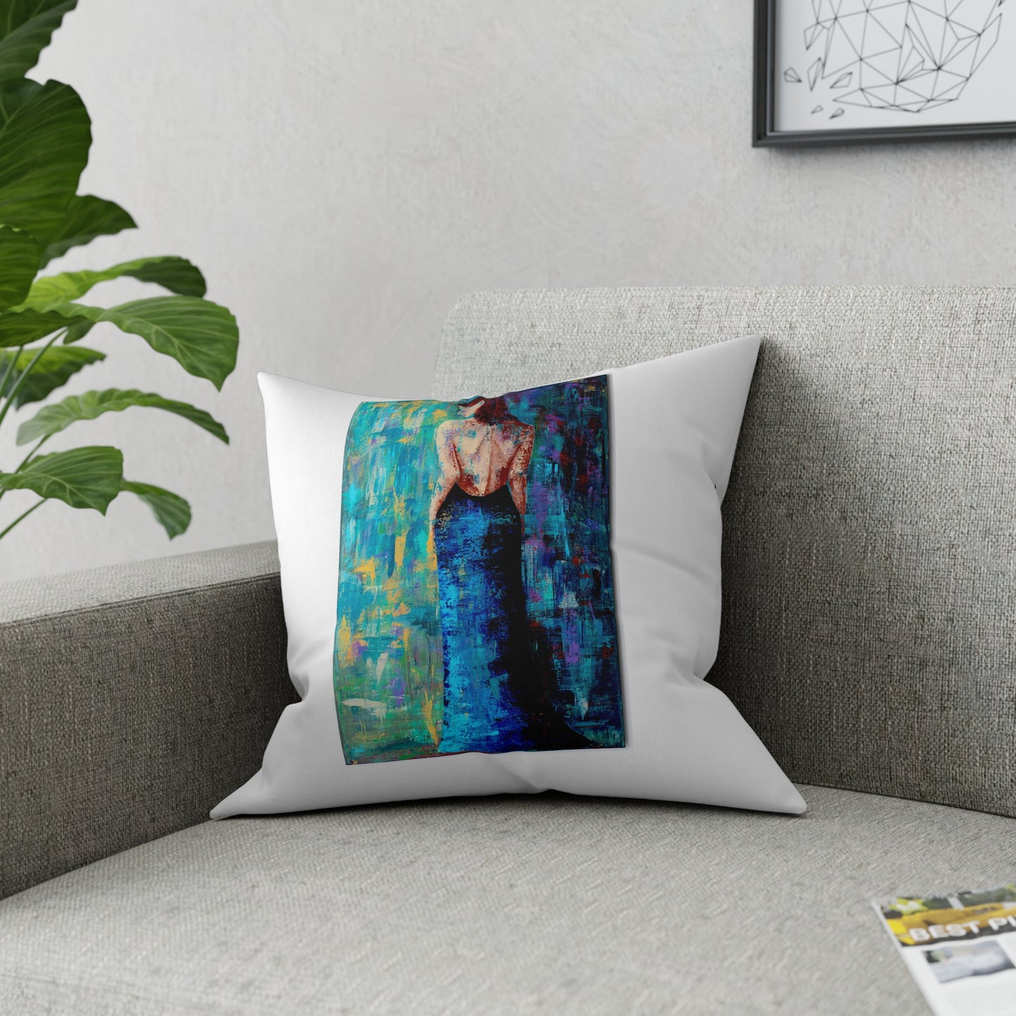 Decorative Pillow Lady in Blue -  White broadcloth with Poem
