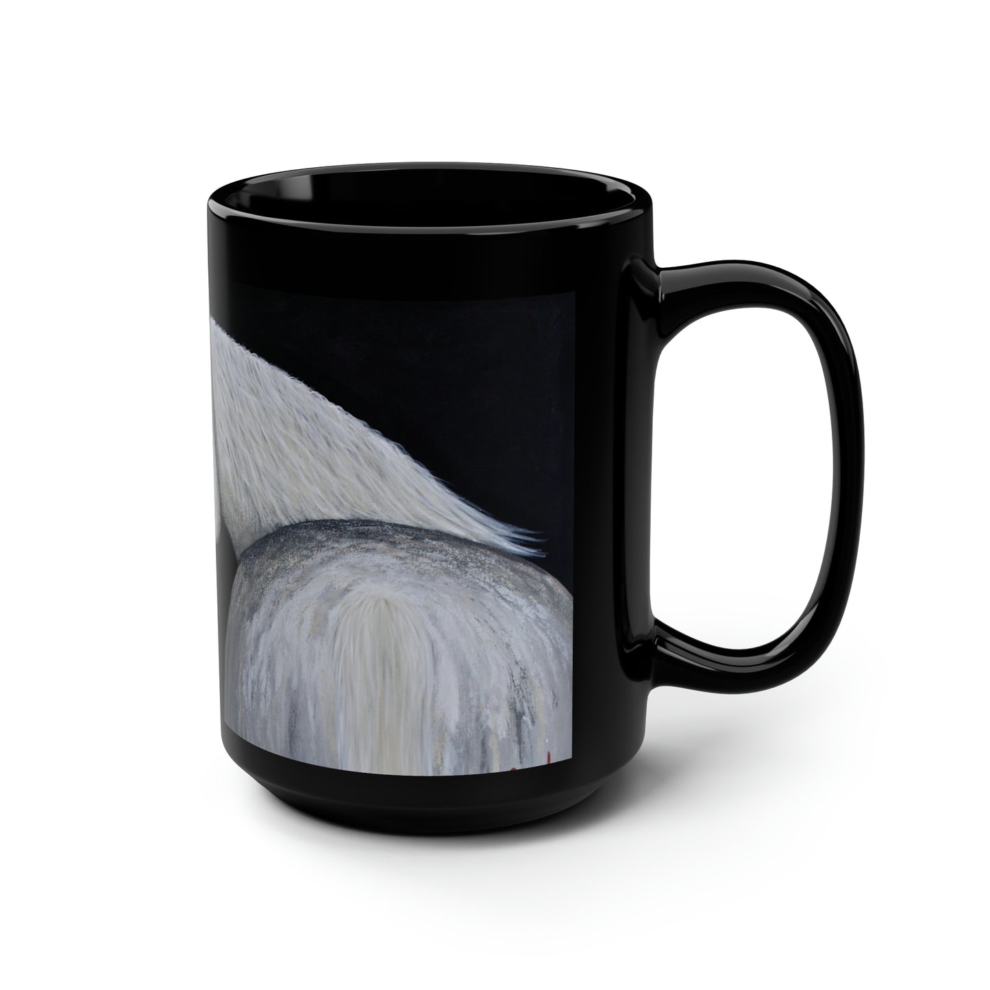 Black Mug, 15oz - Ghost Horse mug - Coffee Mug - Equestrian Mug