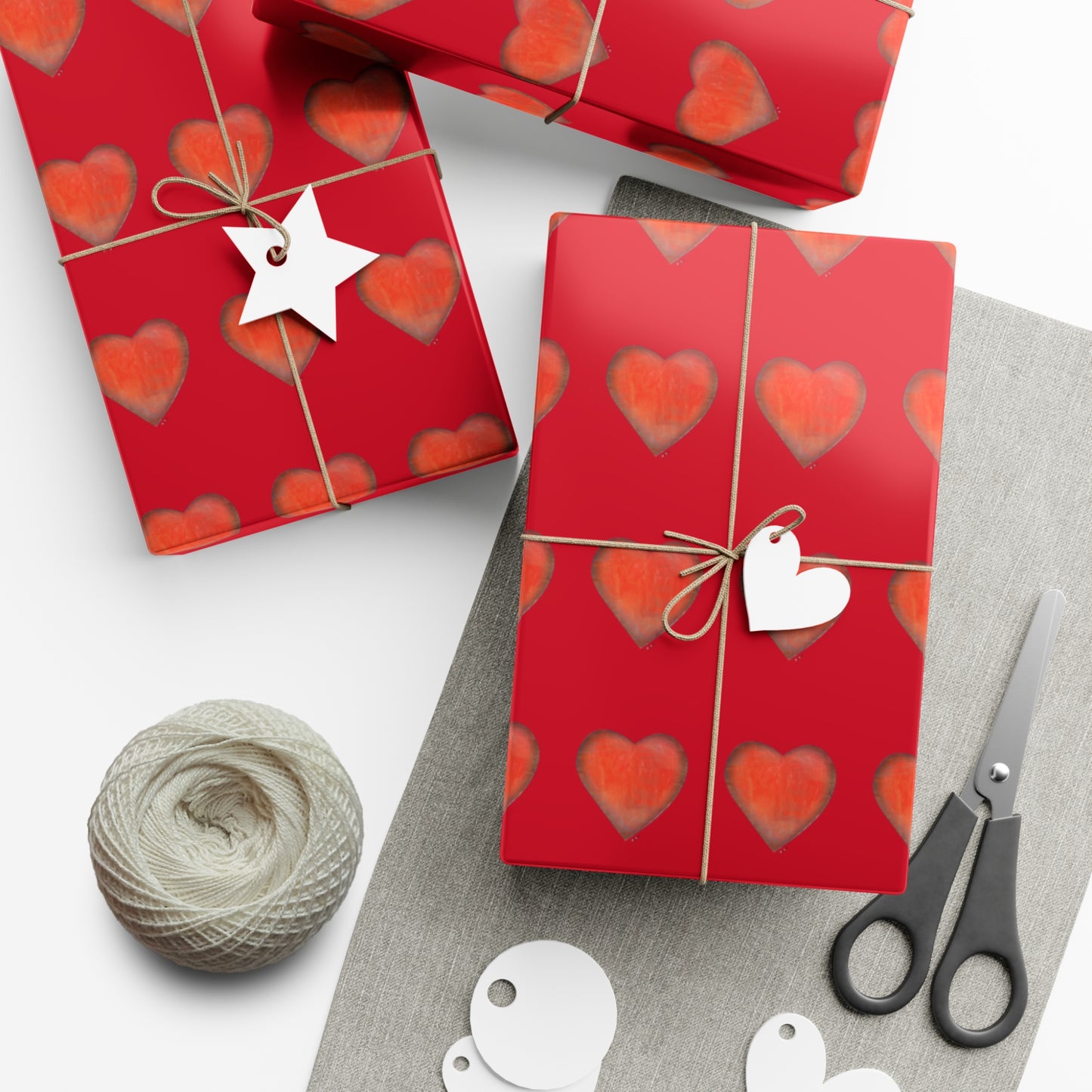 Gift Wrap Papers - "Valentine" Heart Gift Paper -  Valentine Wrapping Paper