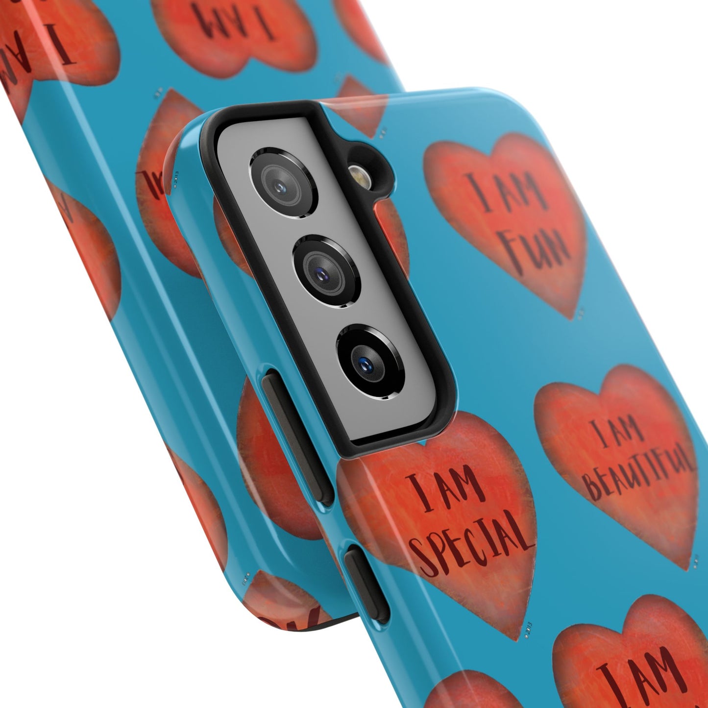 Tough Phone Cases - Original art phone case - Turquoise phone case - Motivational Heart