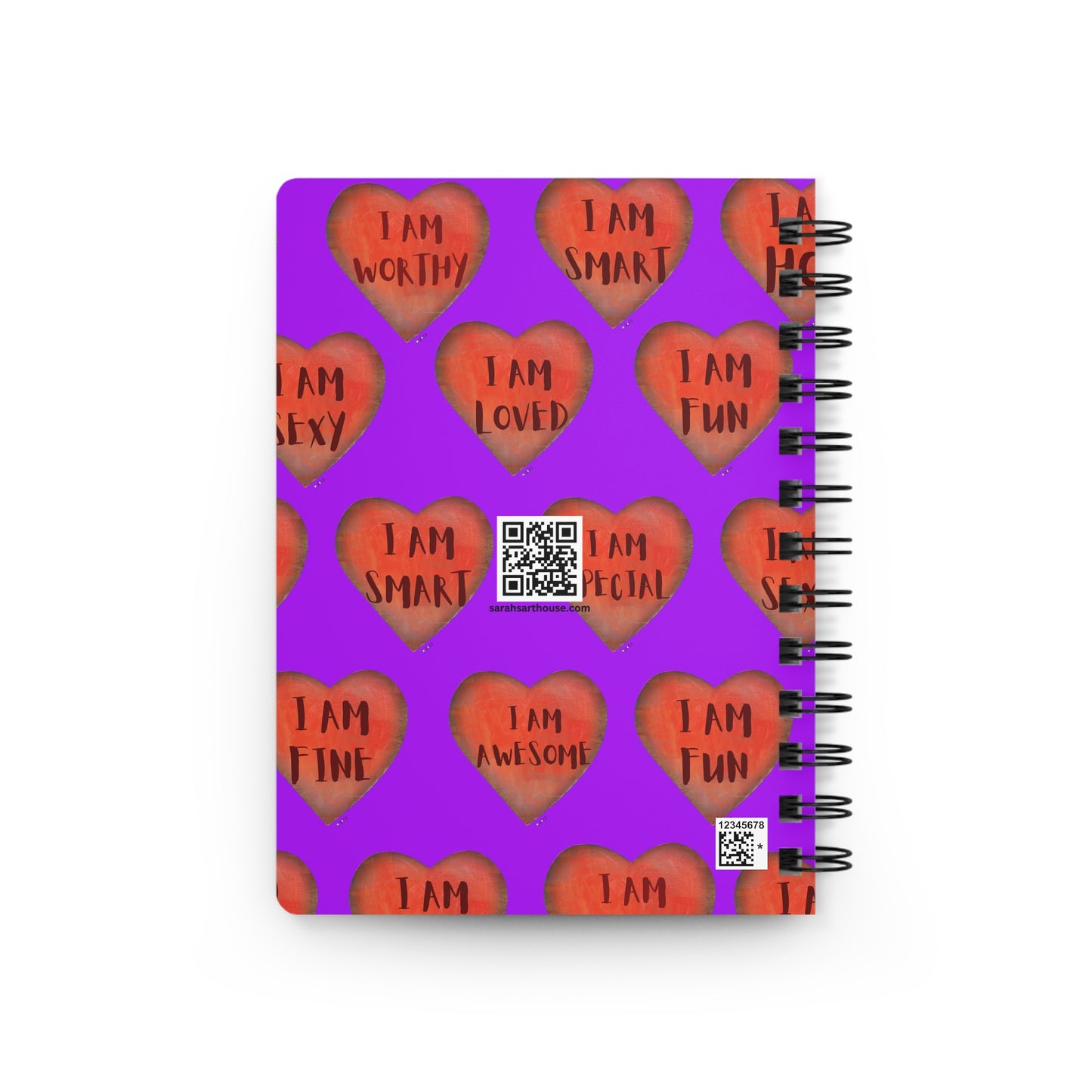 Spiral Bound Notebook - Purple motivational "Heart"- Note pad - College Dorm Decor - Gift for Her