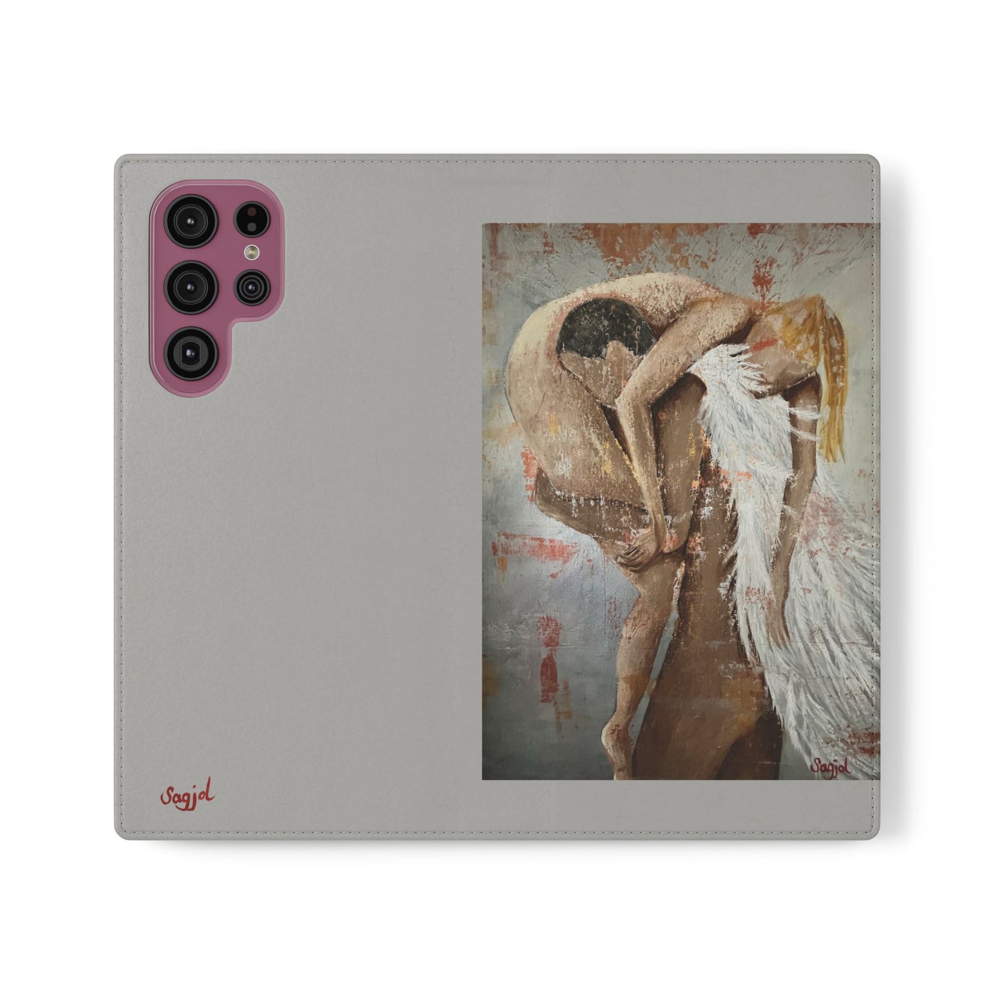 Phone Case - Angel Rescuing Girl - Hand Painted Original Art - flip phone case - Wallet phone case