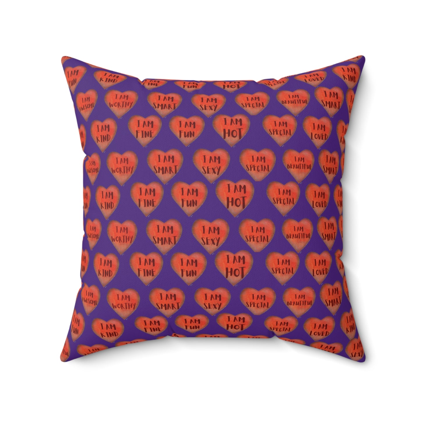 Colorful Faux Suede Pillow - Red Heart motivational pillow - Purple Throw Pillow - Inspirational Decorative pillow