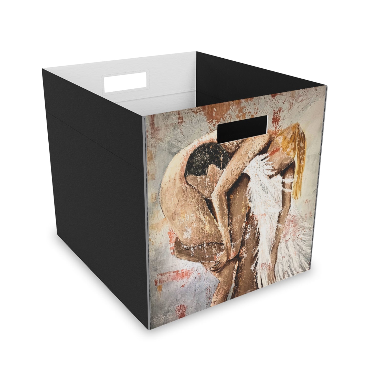 Storage Box Hand Painted Original Art 'Angel' - Grey Square Storage Box