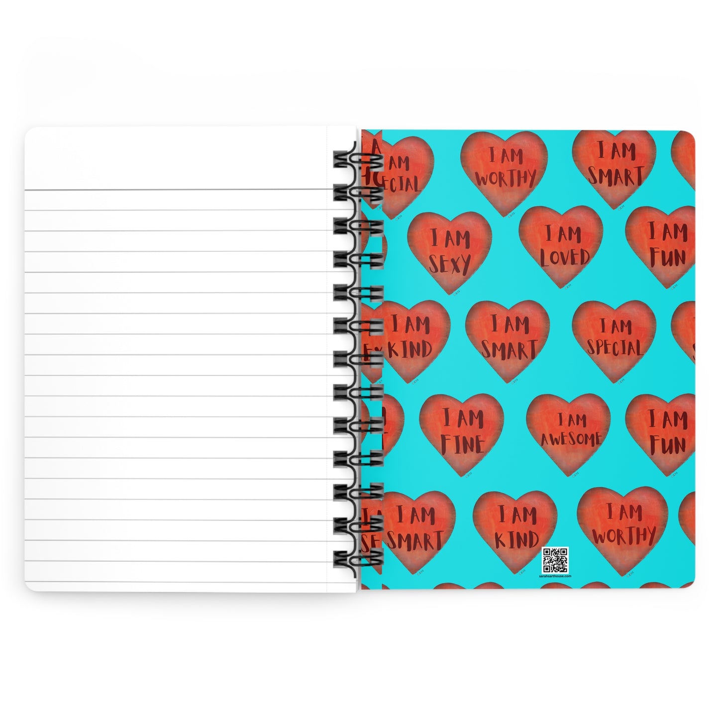 Spiral Bound Notebook - Turquoise  motivational "Heart"- Note pad - College Dorm Decor - Gift for Her